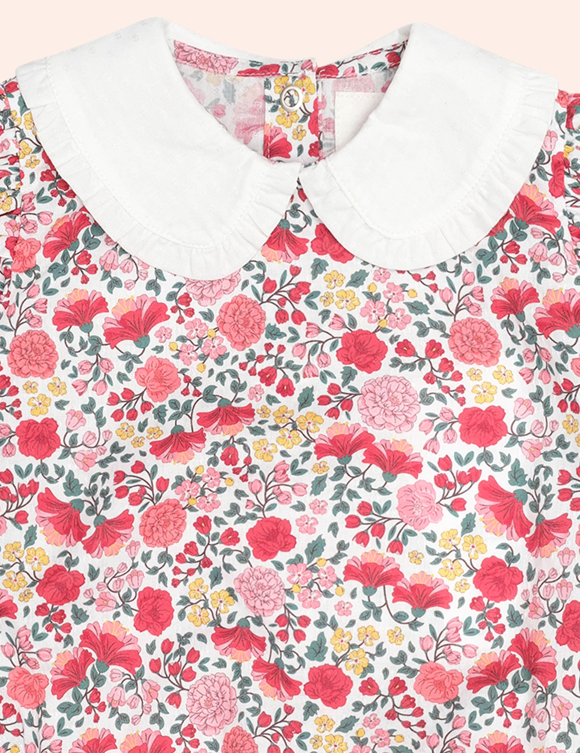 Festive Floral Frill Collar Bubble Romper ONESIE Huxbaby Shopify