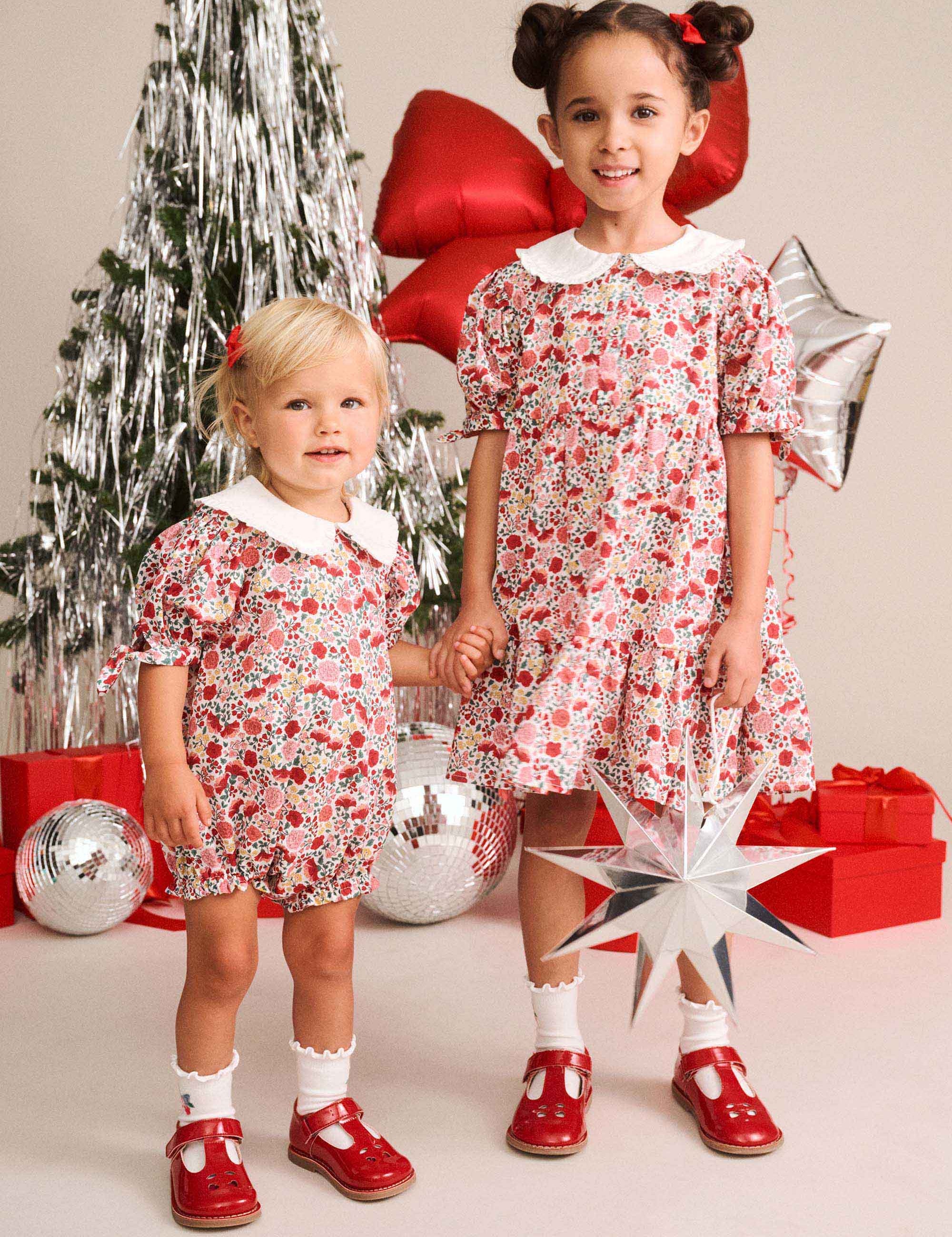 Festive Floral Frill Collar Bubble Romper ONESIE Huxbaby Shopify