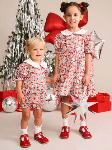 Festive Floral Frill Collar Bubble Romper ONESIE Huxbaby Shopify