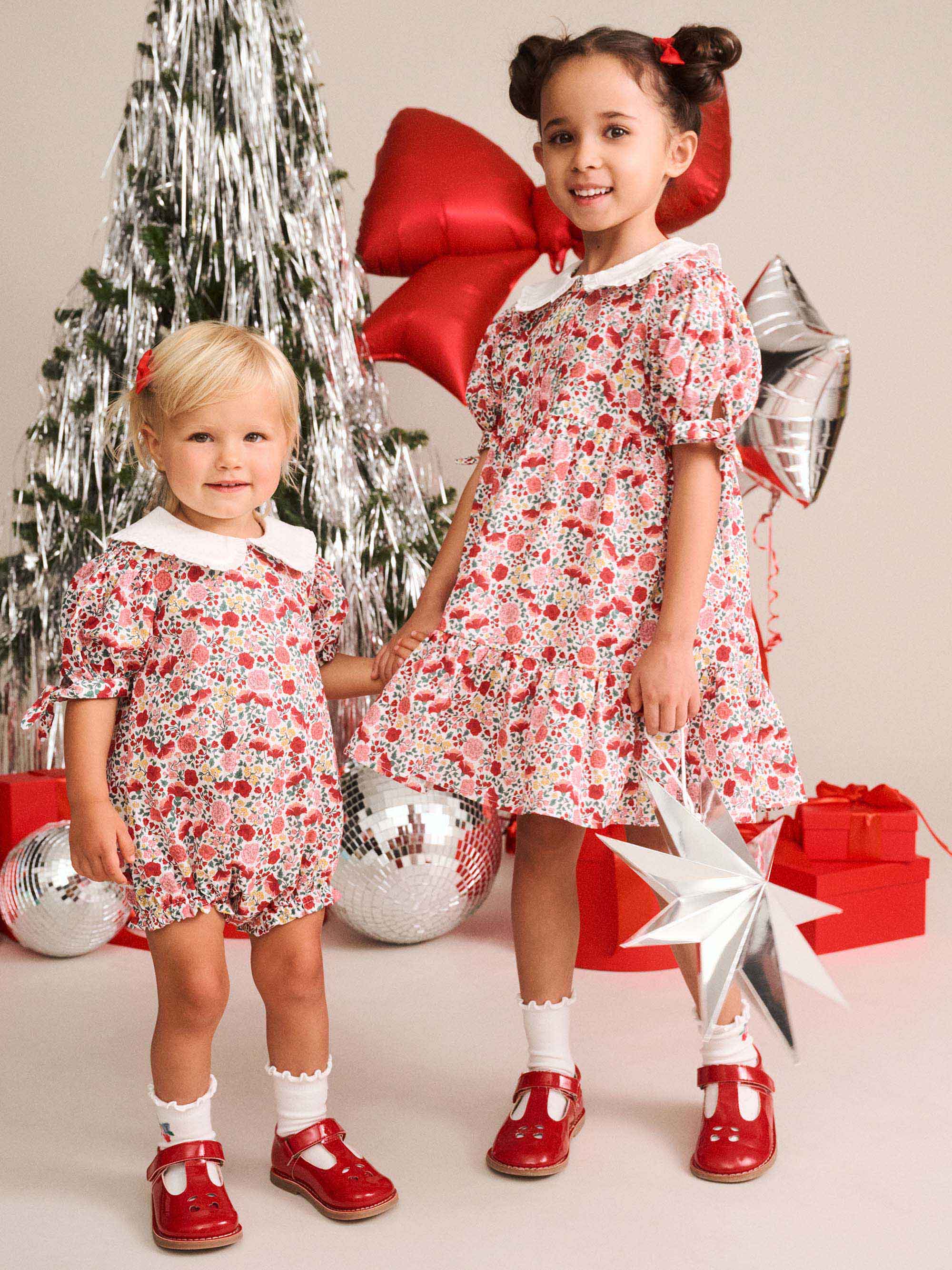 Festive Floral Frill Collar Bubble Romper ONESIE Huxbaby Shopify