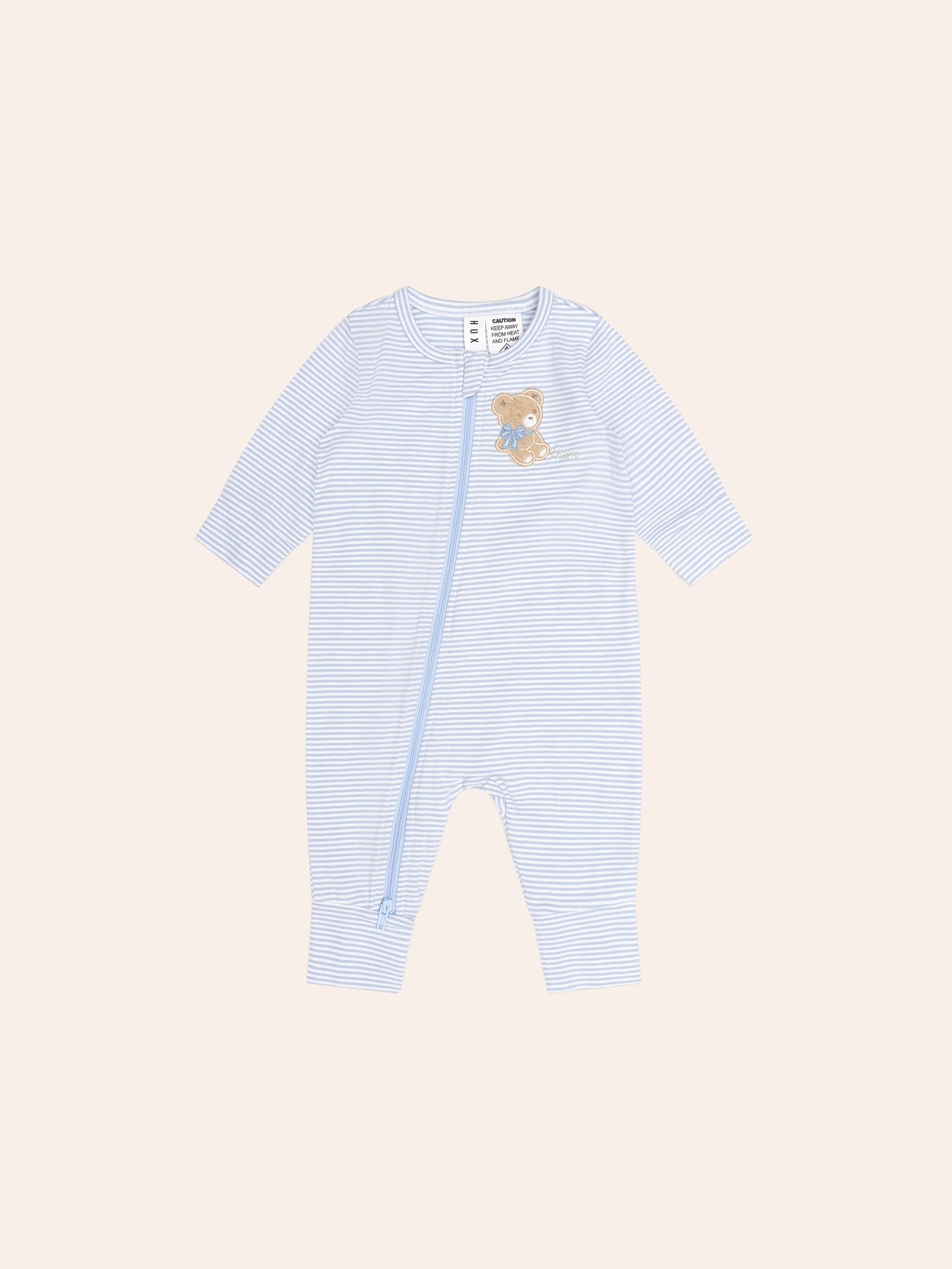 Bow Hux Stripe Zip Romper ONESIE Huxbaby Shopify