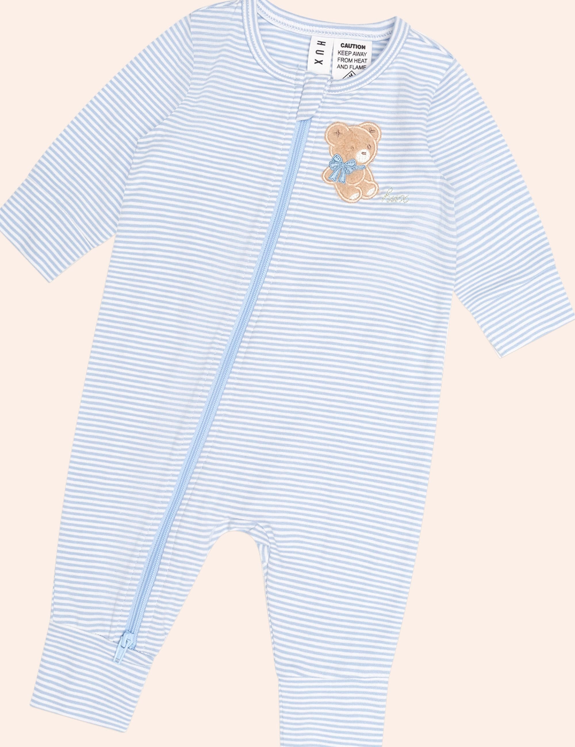 Bow Hux Stripe Zip Romper ONESIE Huxbaby Shopify