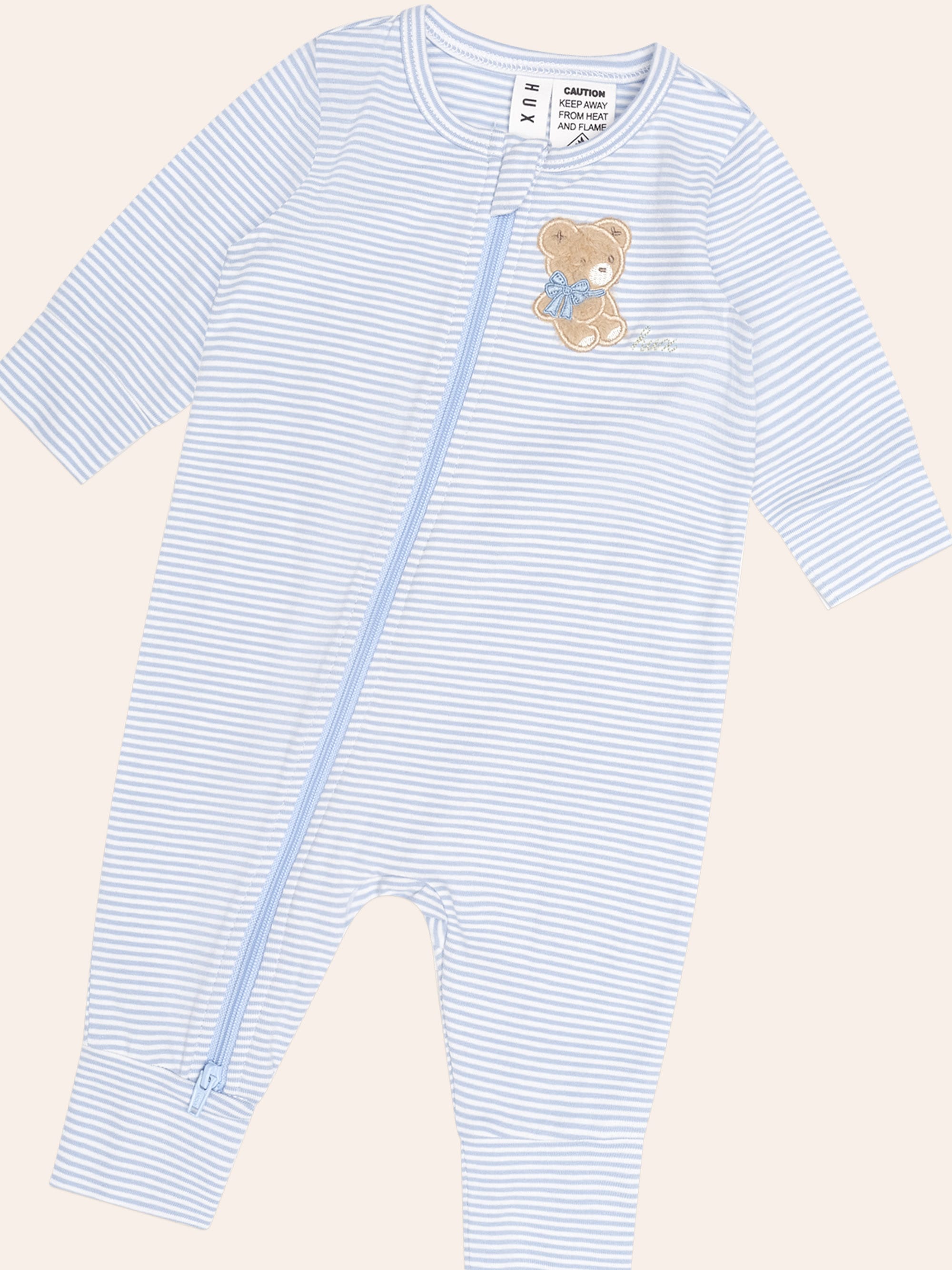Bow Hux Stripe Zip Romper ONESIE Huxbaby Shopify