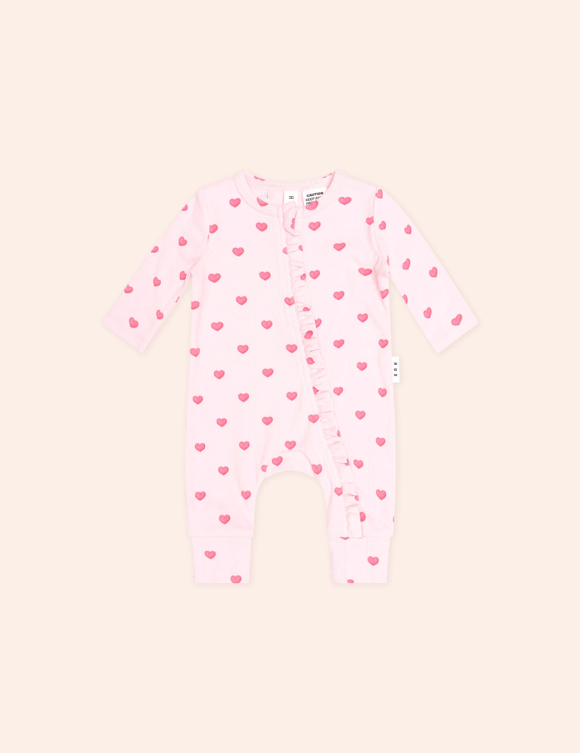 I Heart You Pointelle Frill Zip Romper ONESIE Huxbaby Shopify