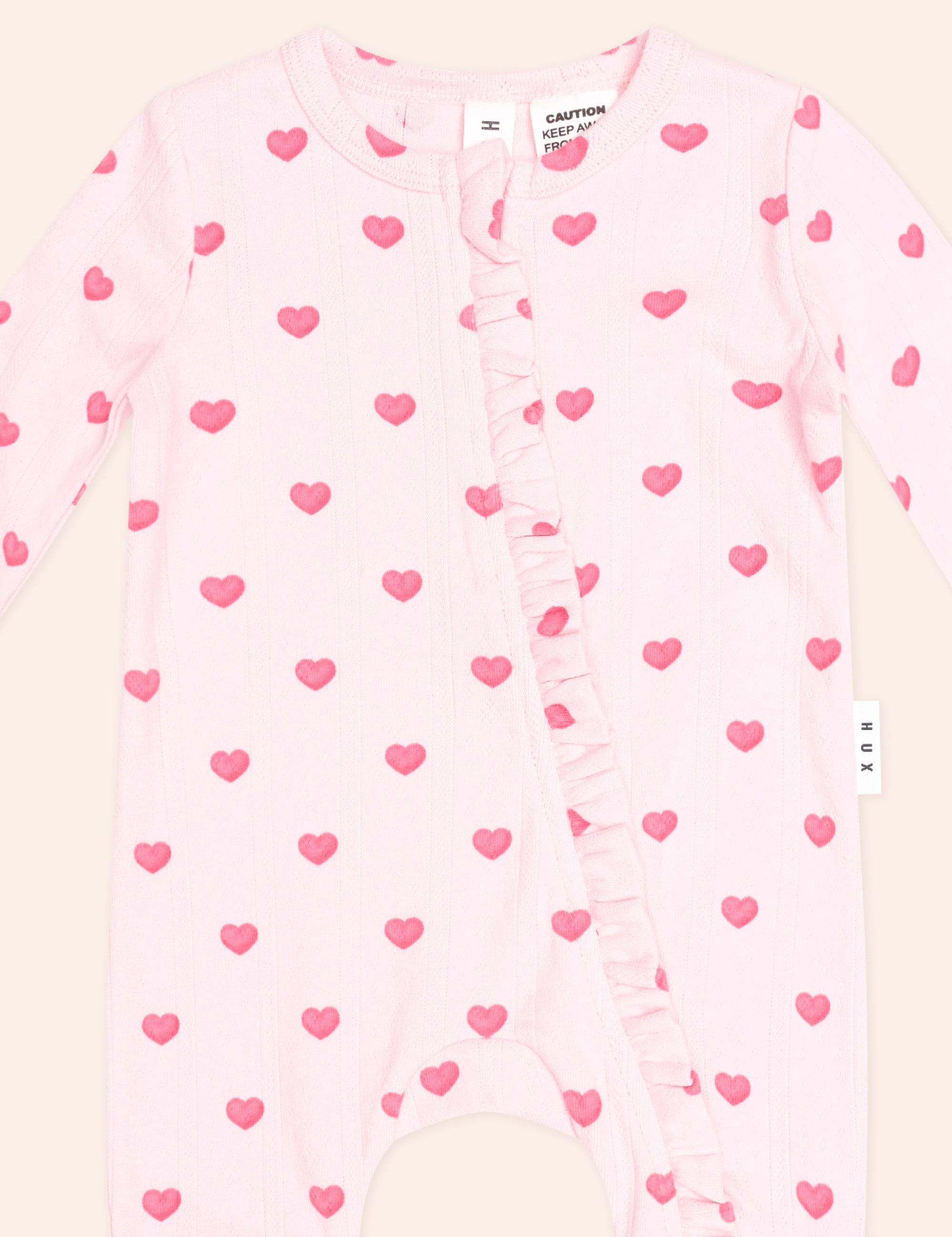 I Heart You Pointelle Frill Zip Romper ONESIE Huxbaby Shopify