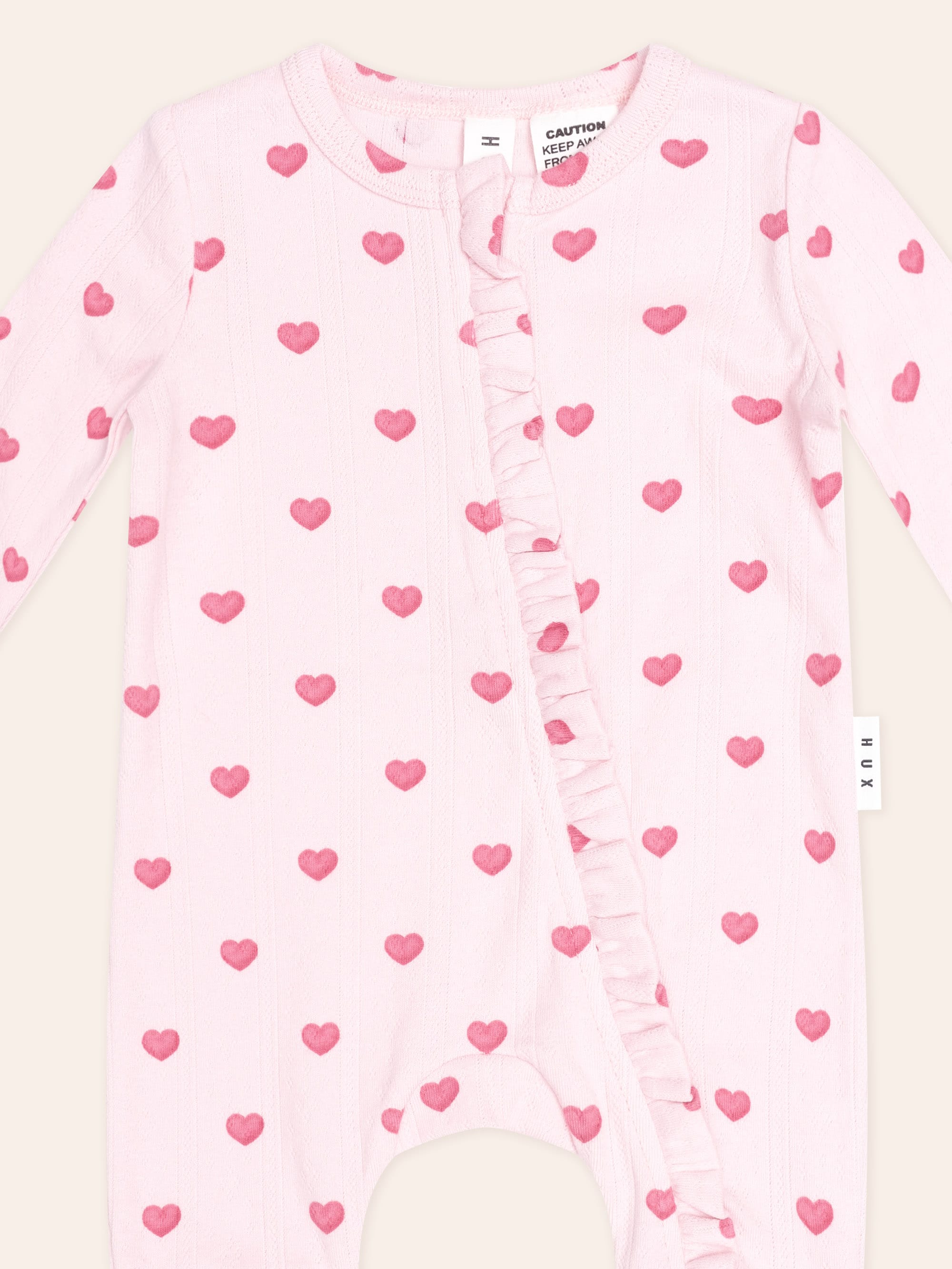 I Heart You Pointelle Frill Zip Romper ONESIE Huxbaby Shopify