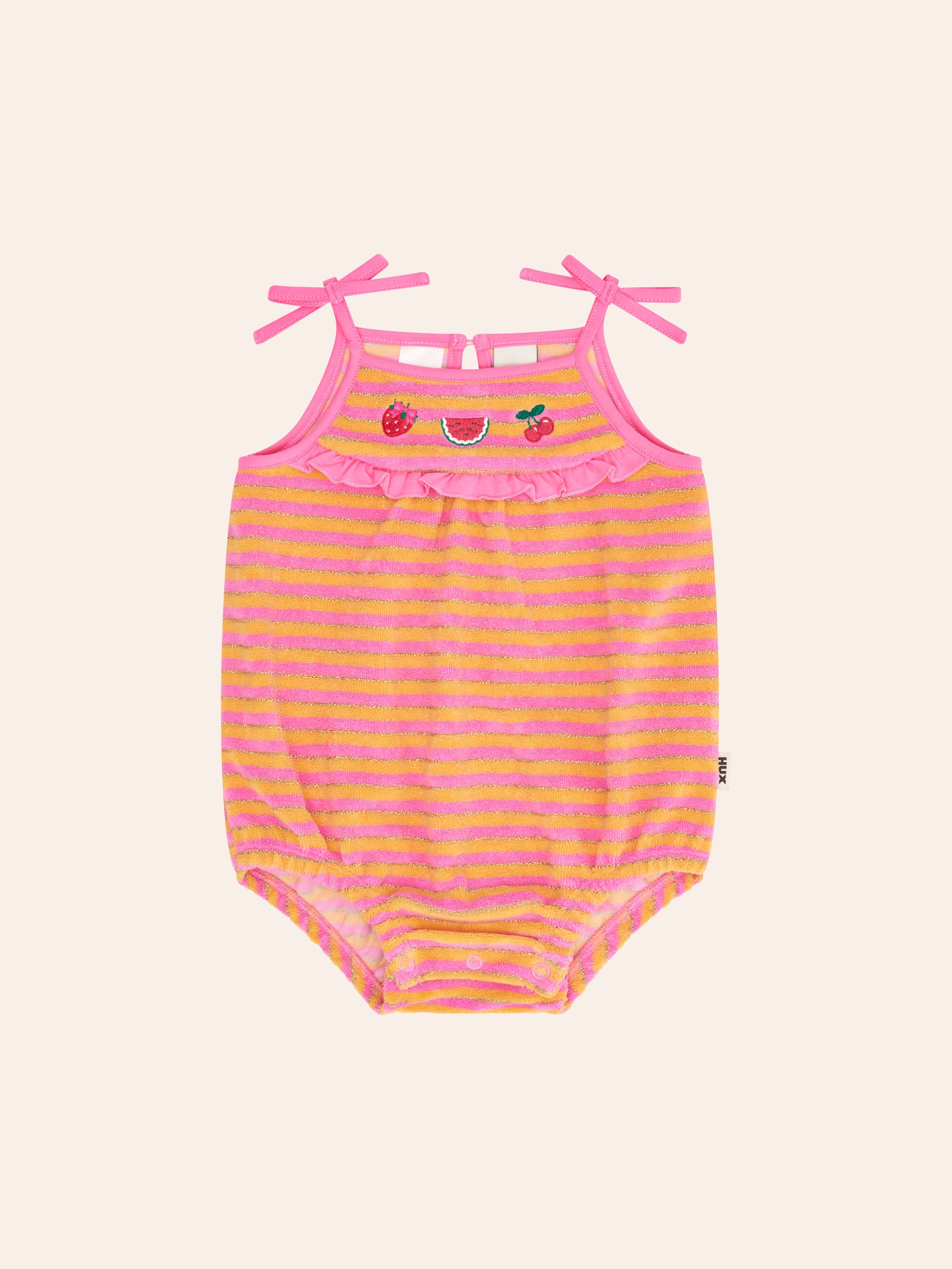 Tropical Fruit Stripe Romper ONESIE Huxbaby Shopify