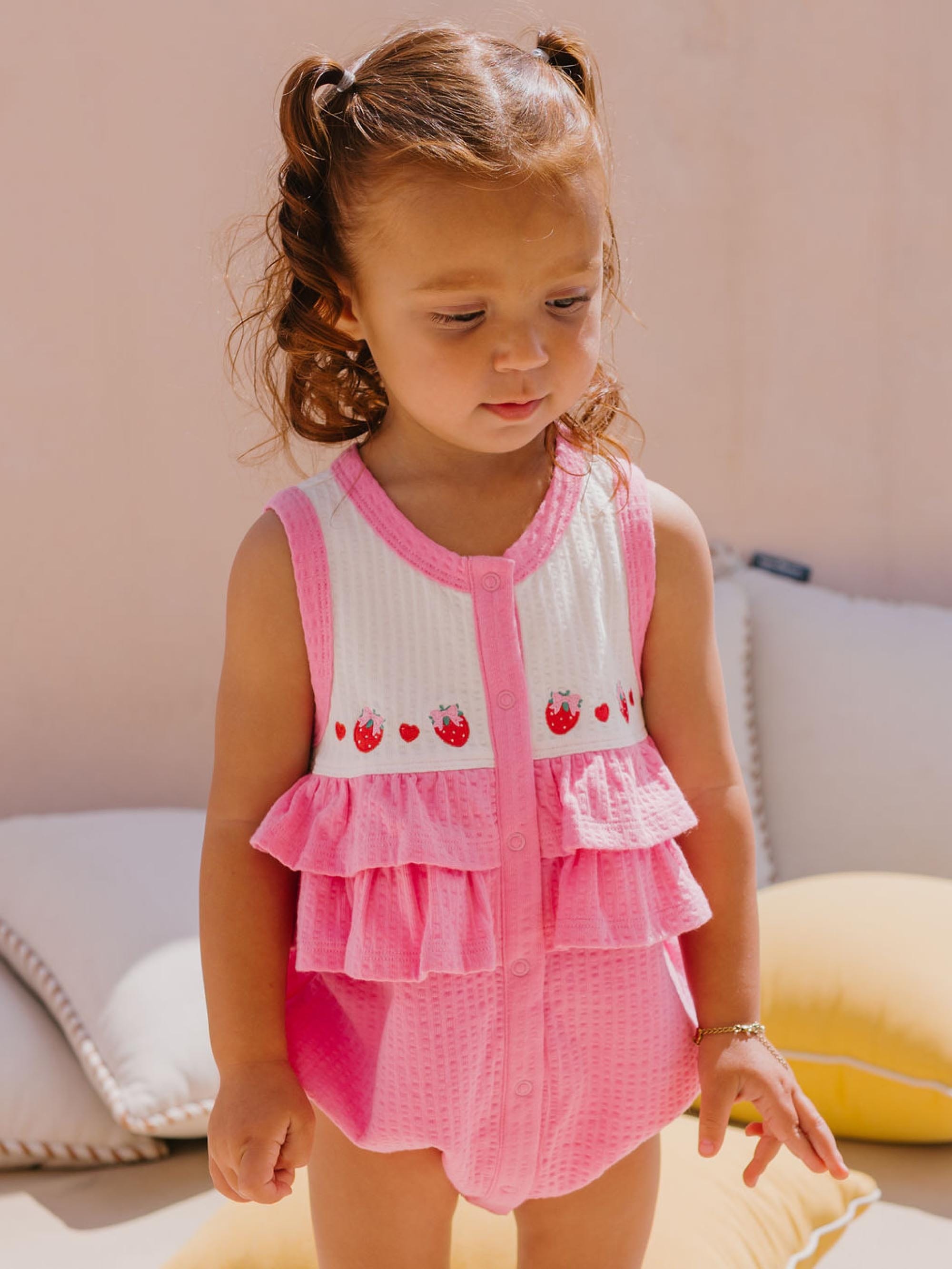 Berry Sweet Seersucker Romper ONESIE Huxbaby Shopify
