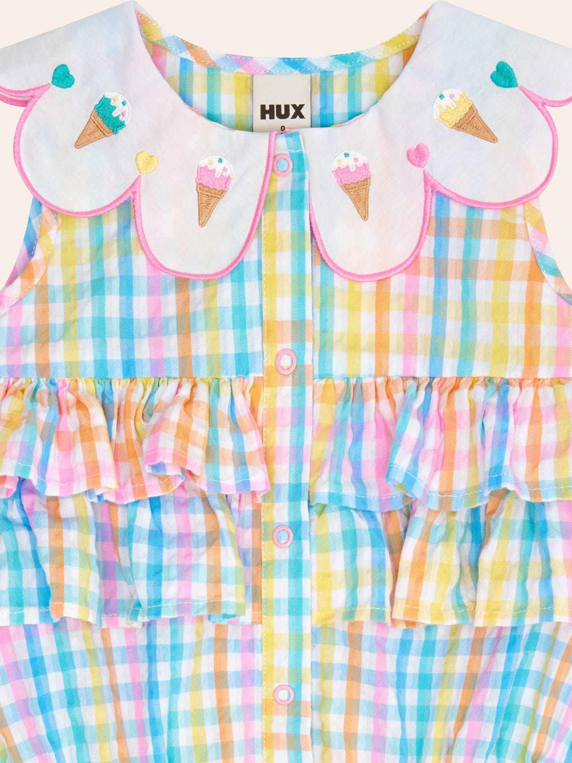 Ice Cream Rainbow Check Collar Romper ONESIE Huxbaby Shopify