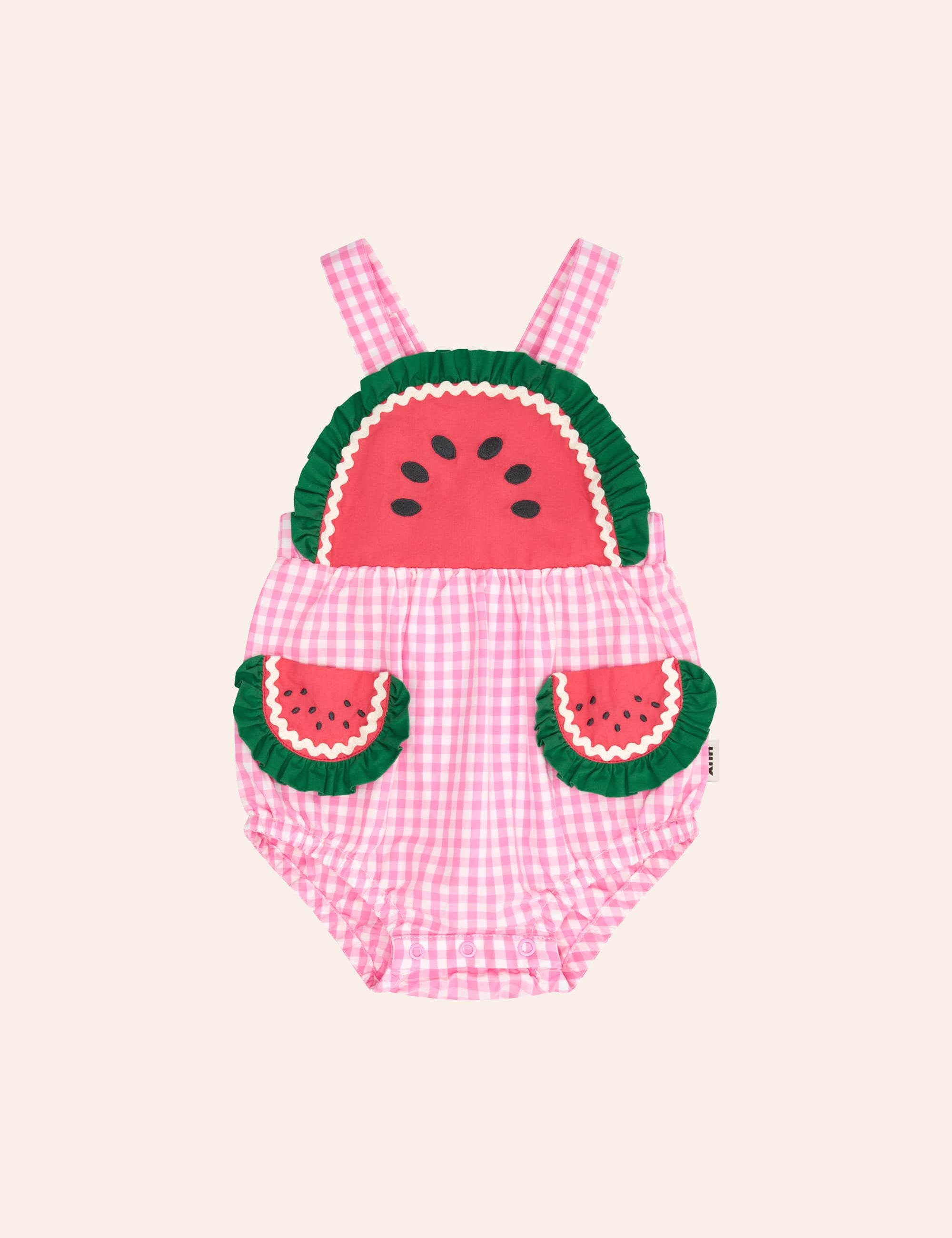 One-In-A-Melon Check Romper ONESIE Huxbaby Shopify