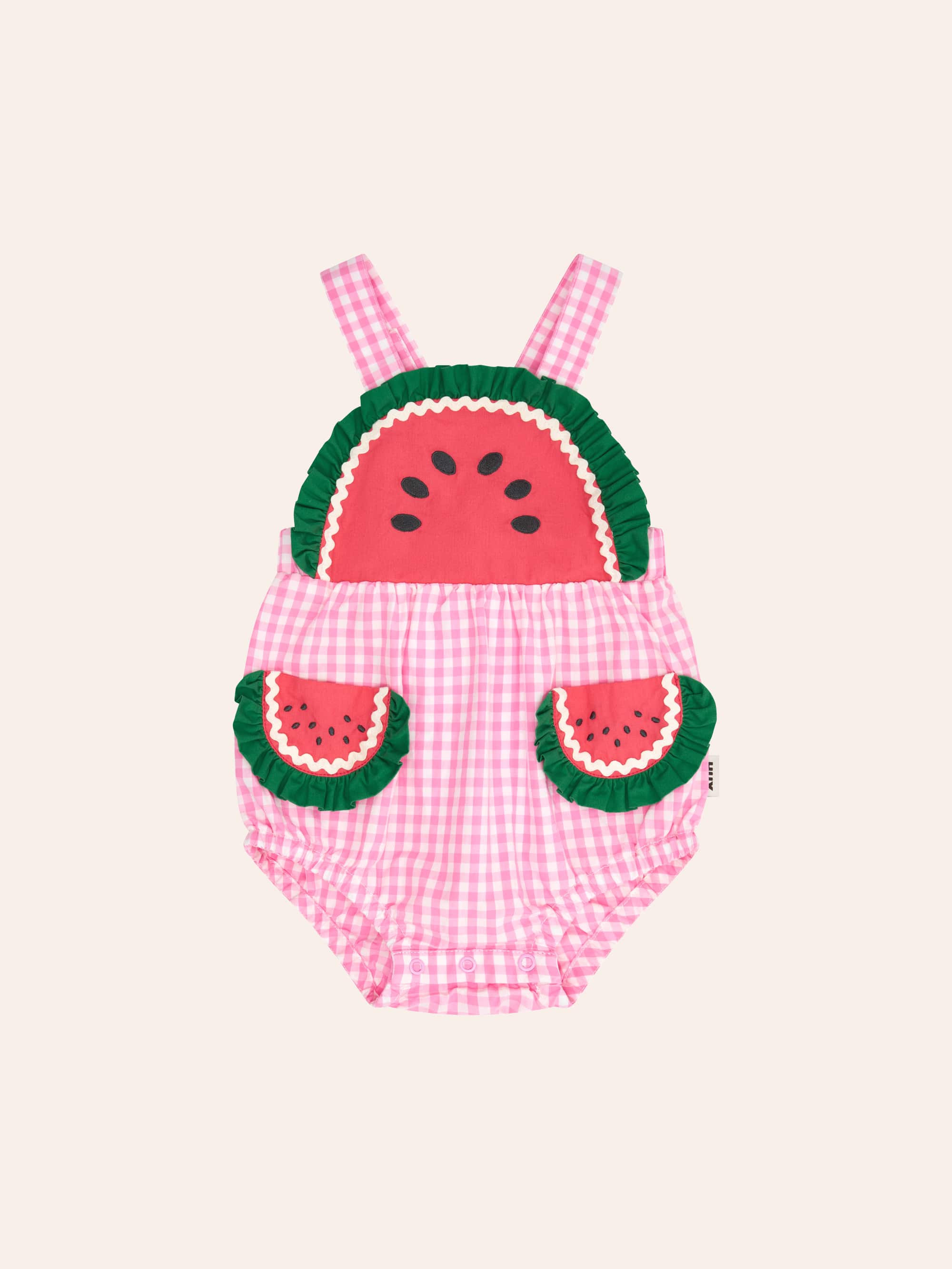 One-In-A-Melon Check Romper ONESIE Huxbaby Shopify