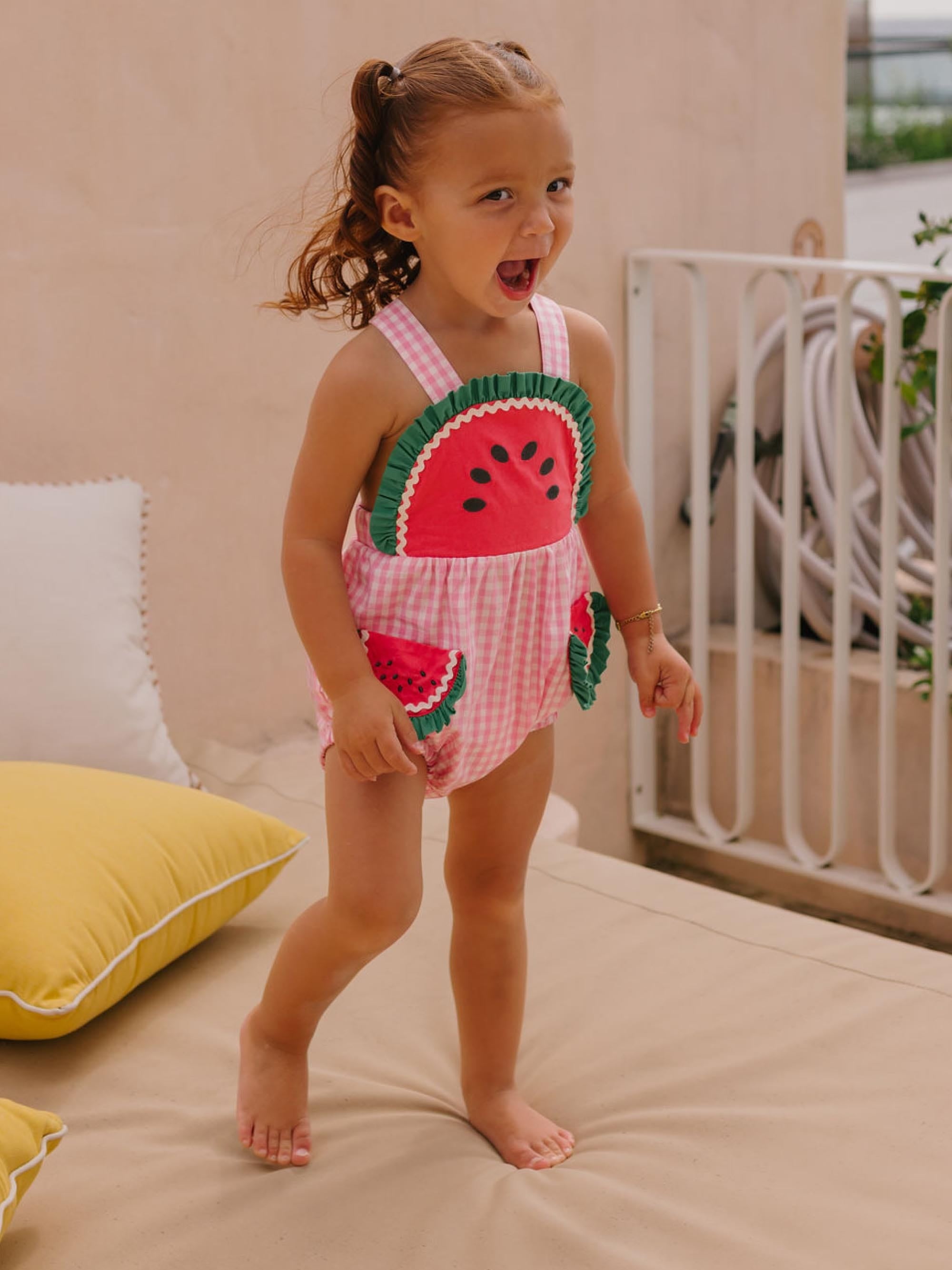 One-In-A-Melon Check Romper ONESIE Huxbaby Shopify
