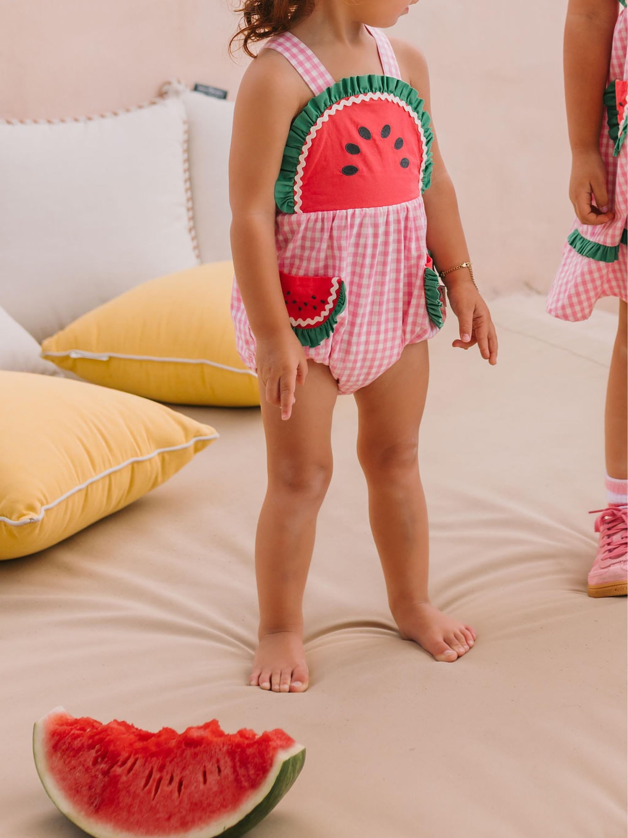 One-In-A-Melon Check Romper ONESIE Huxbaby Shopify