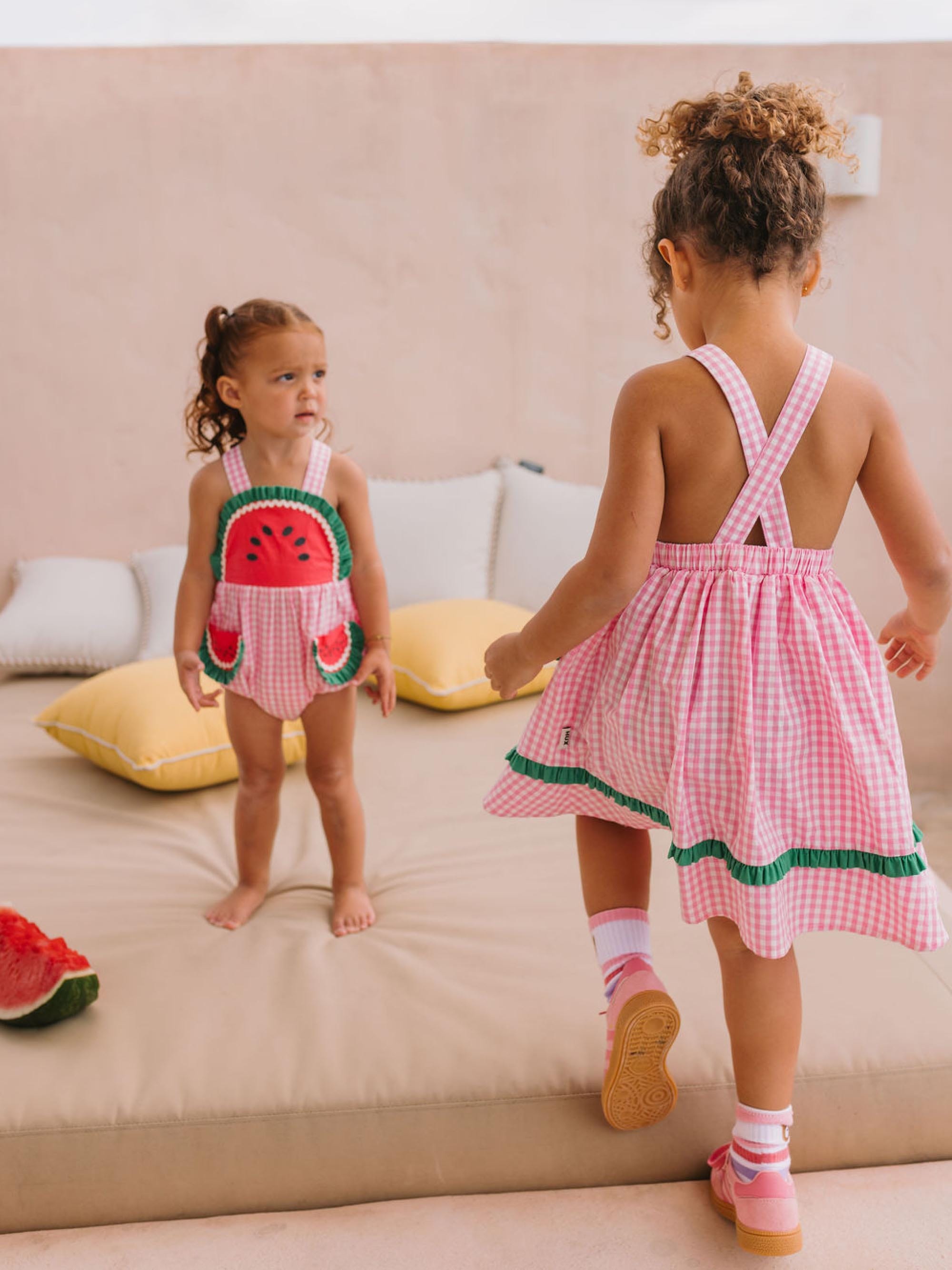One-In-A-Melon Check Romper ONESIE Huxbaby Shopify