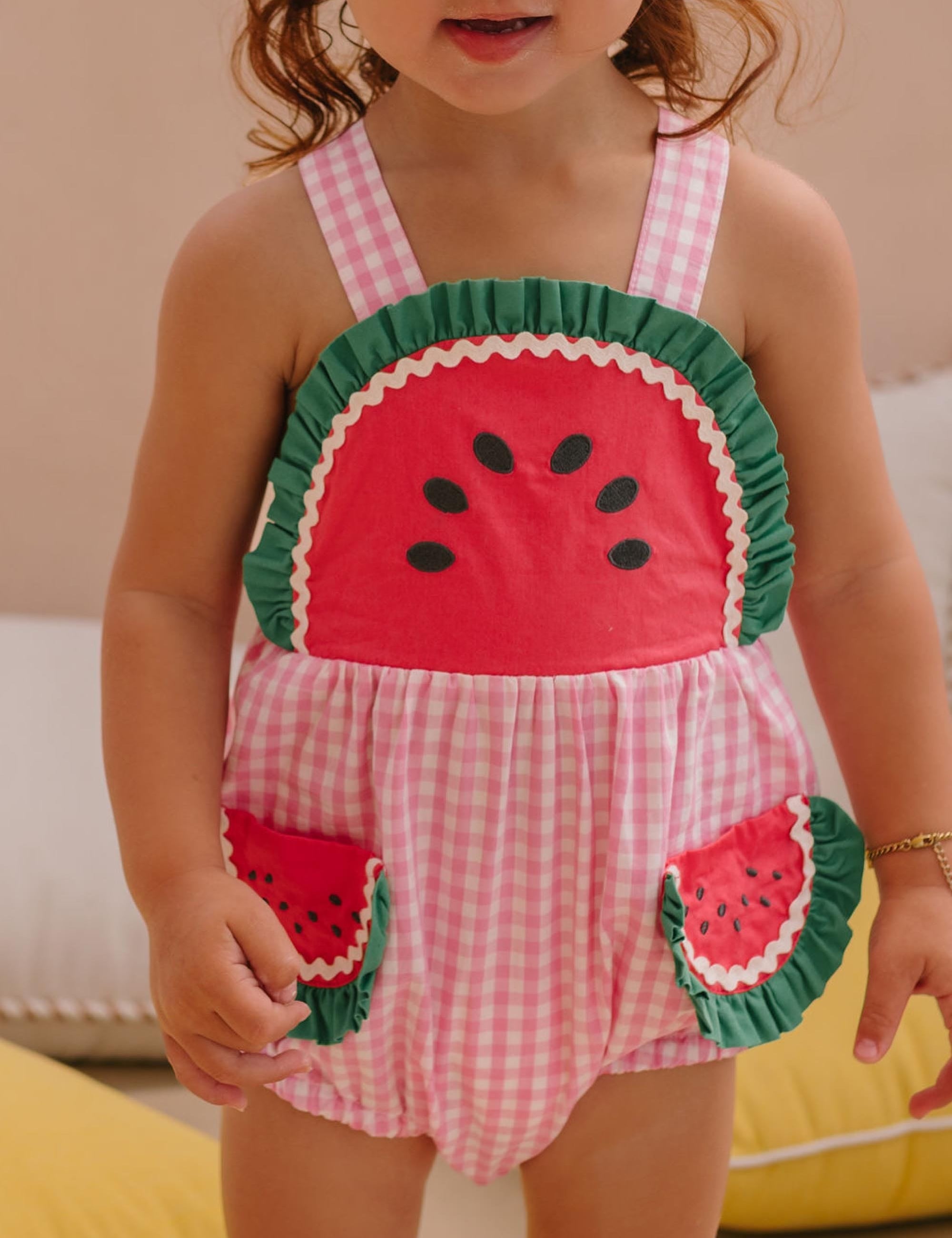 One-In-A-Melon Check Romper ONESIE Huxbaby Shopify