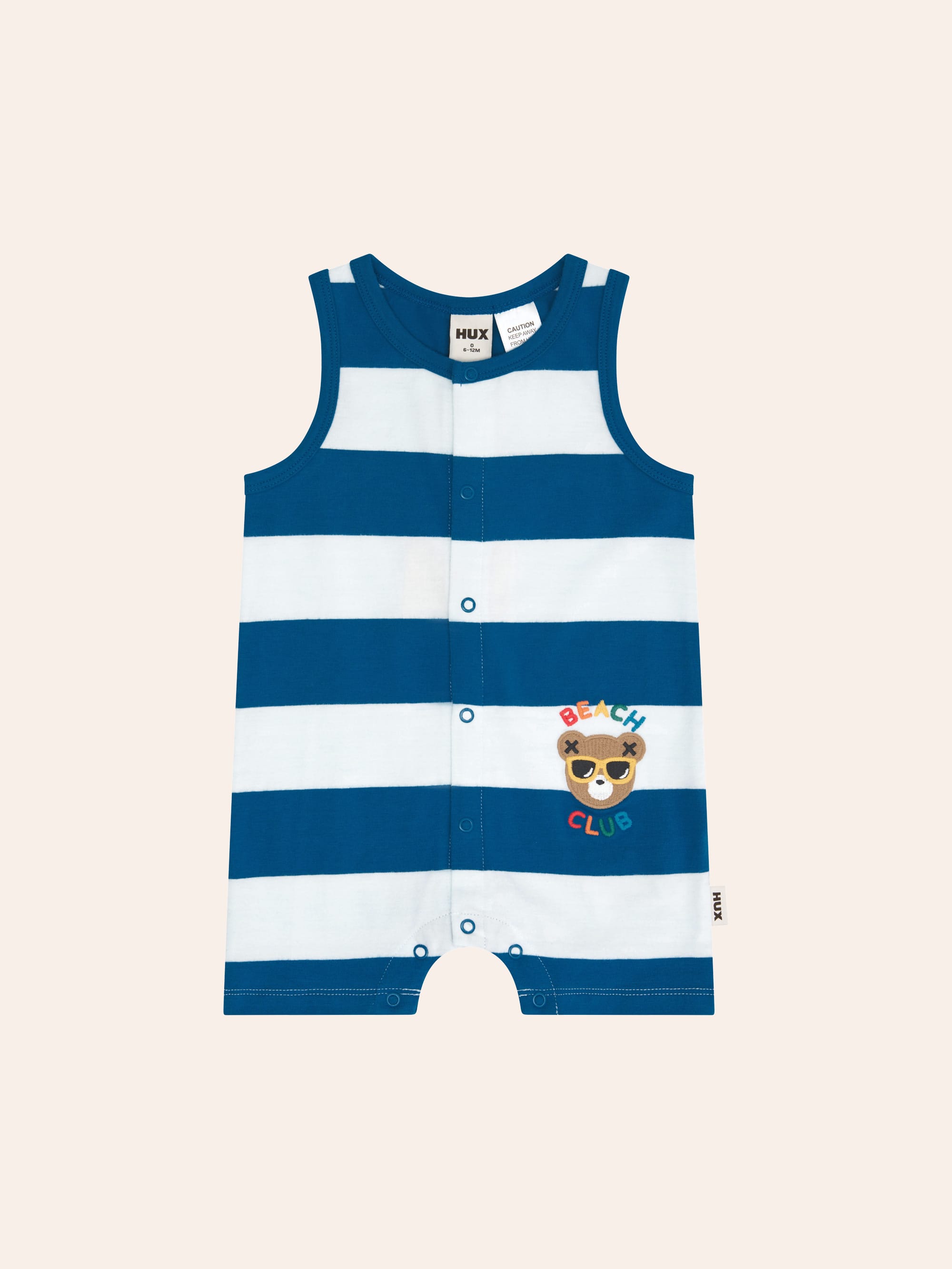 Beach Club Hux Block Stripe Romper ONESIE Huxbaby Shopify