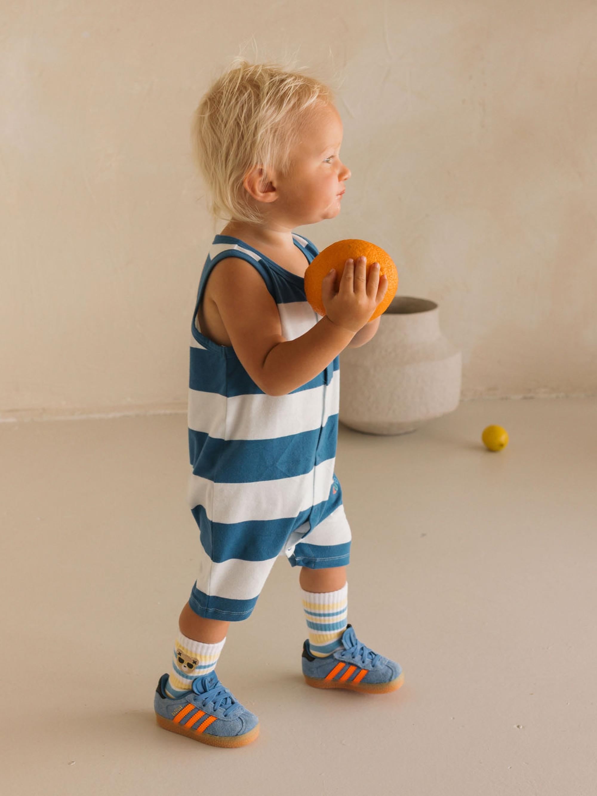 Beach Club Hux Block Stripe Romper ONESIE Huxbaby Shopify