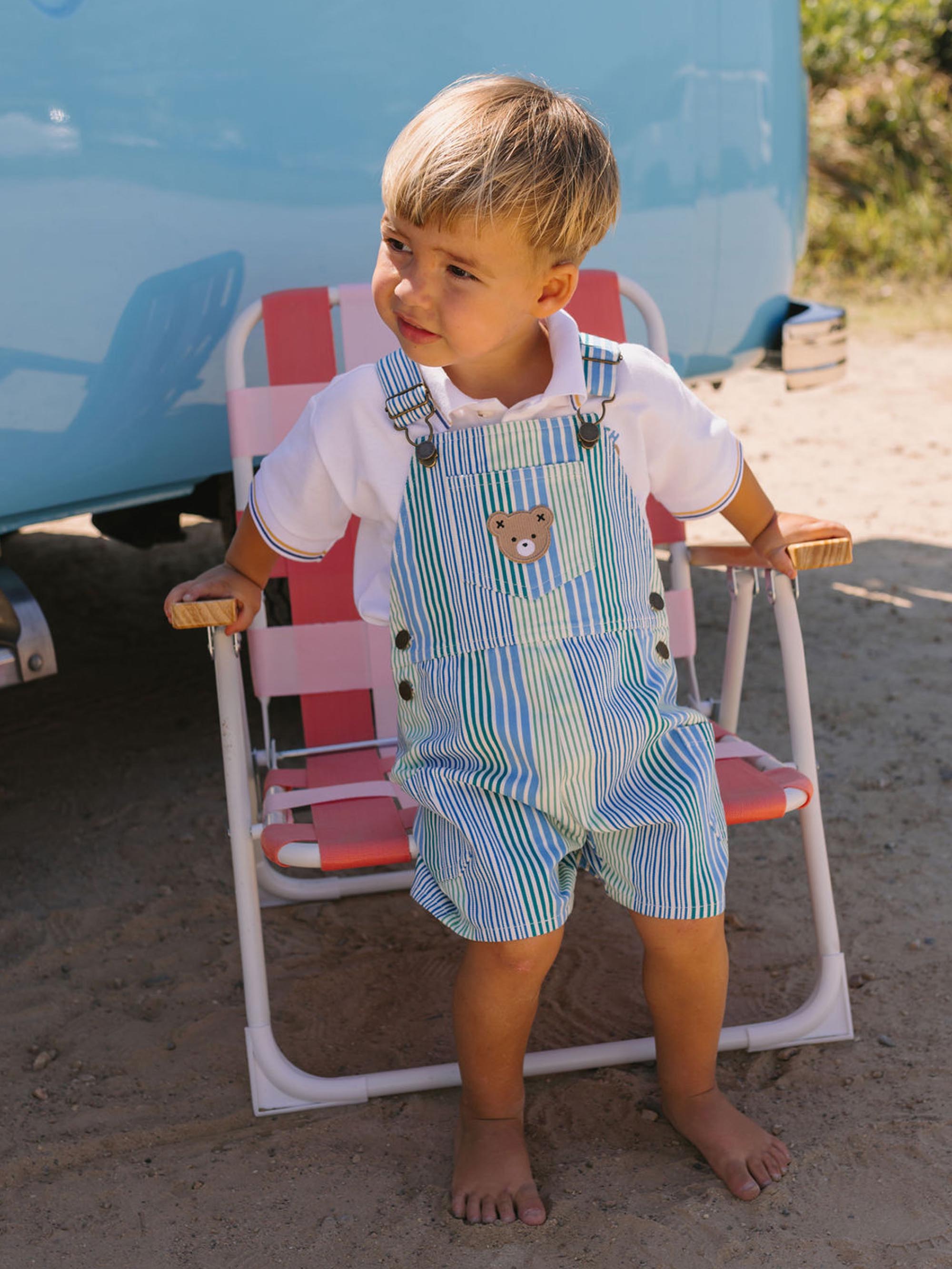 Beach Club Hux Variegated Stripe Shortall OVERALL Huxbaby Shopify