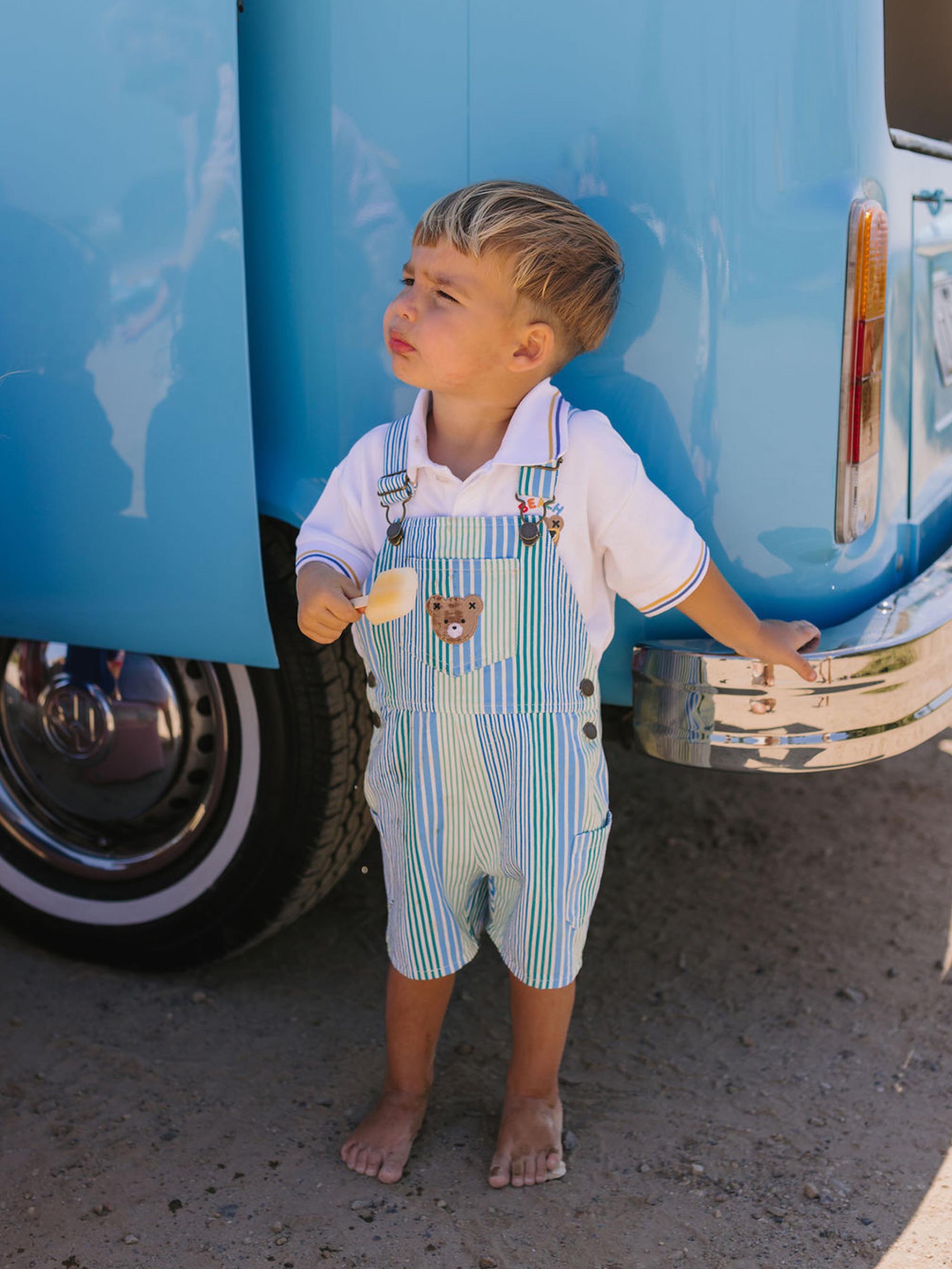 Beach Club Hux Variegated Stripe Shortall OVERALL Huxbaby Shopify