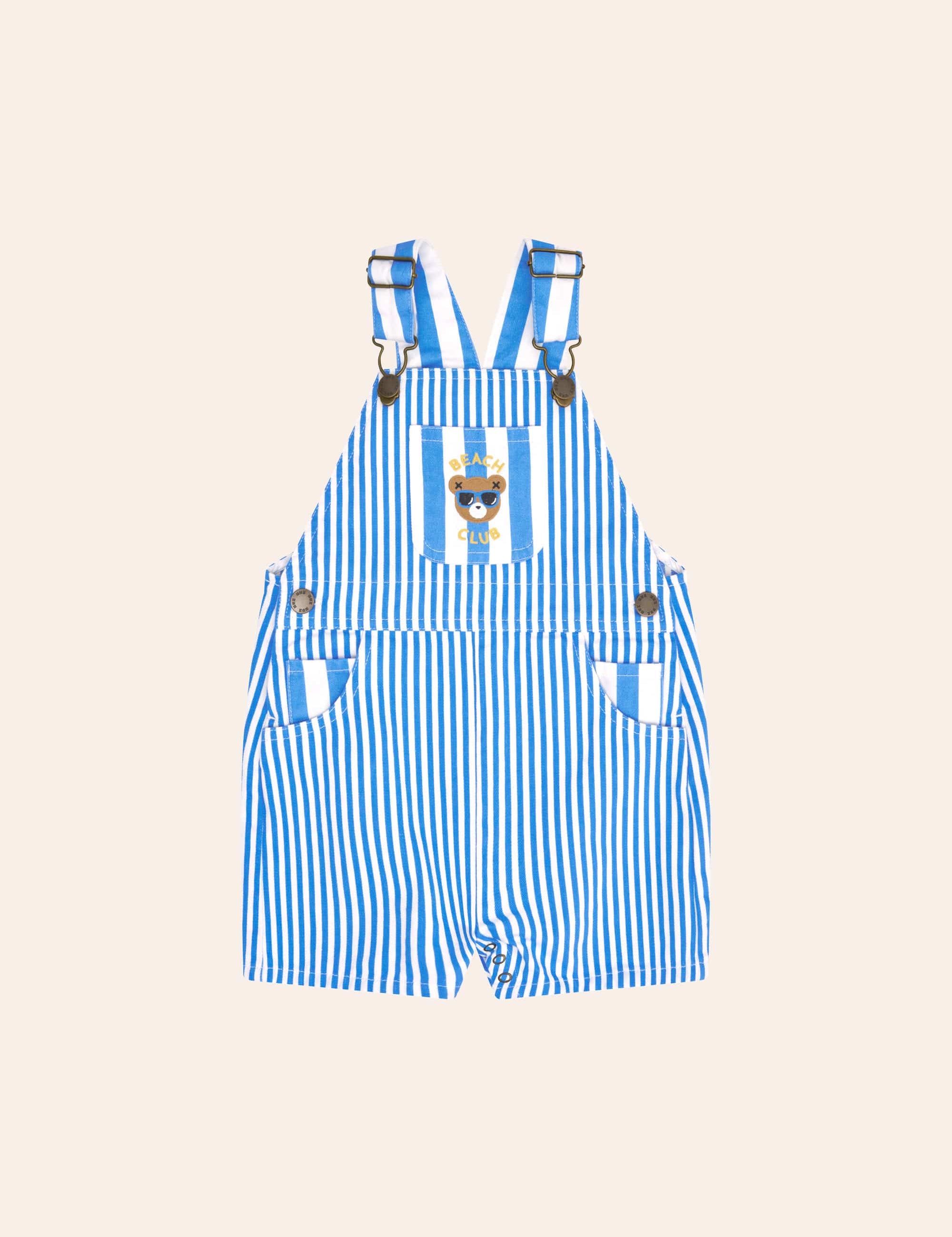 Aqua Beach Stripe Contrast Shortall OVERALL Huxbaby Shopify