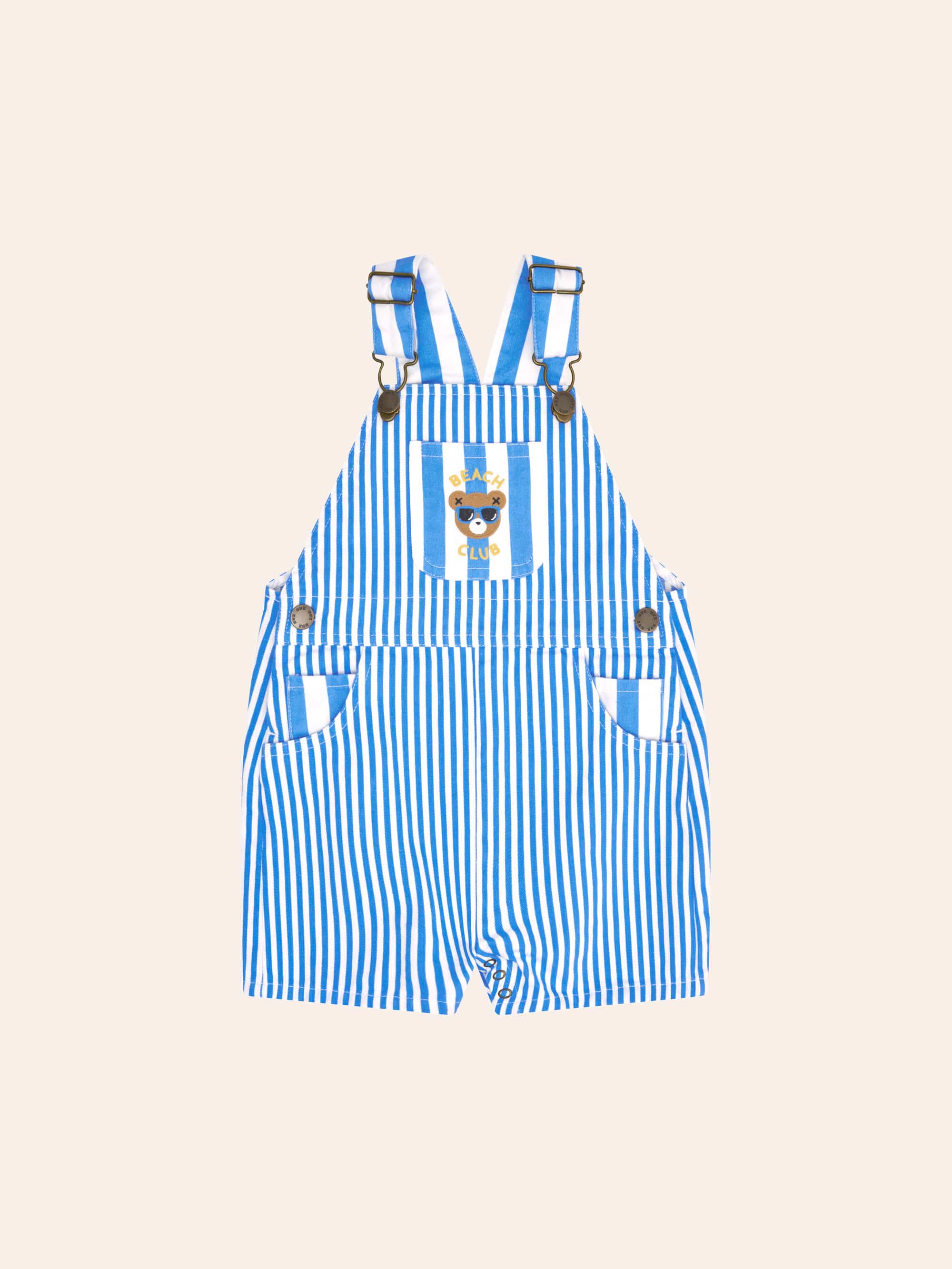 Aqua Beach Stripe Contrast Shortall OVERALL Huxbaby Shopify