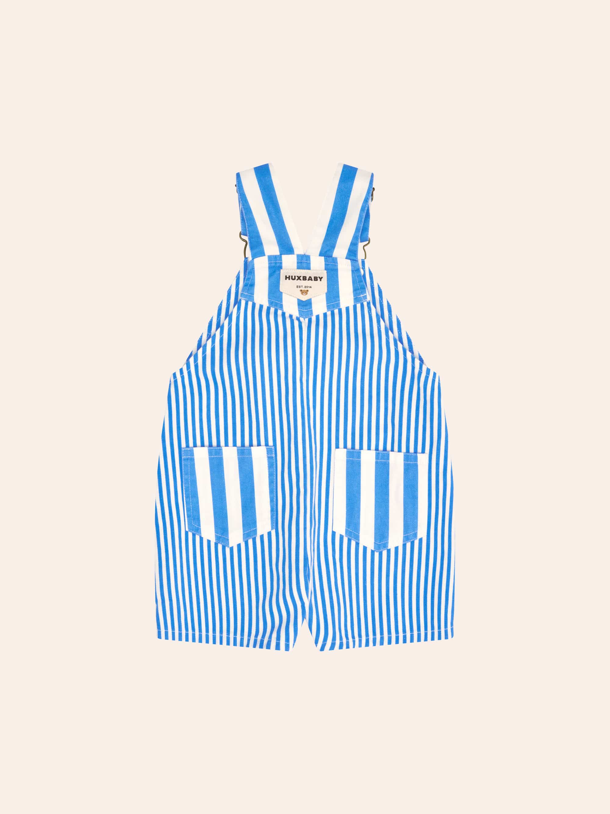 Aqua Beach Stripe Contrast Shortall OVERALL Huxbaby Shopify
