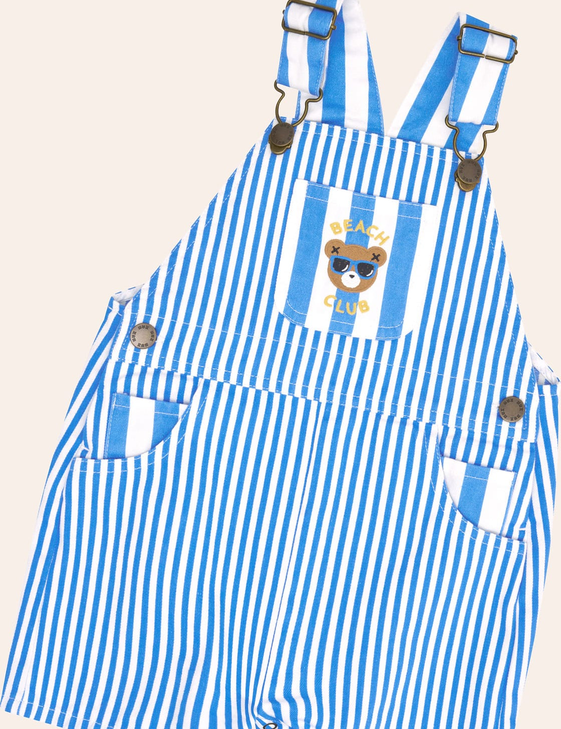 Aqua Beach Stripe Contrast Shortall OVERALL Huxbaby Shopify