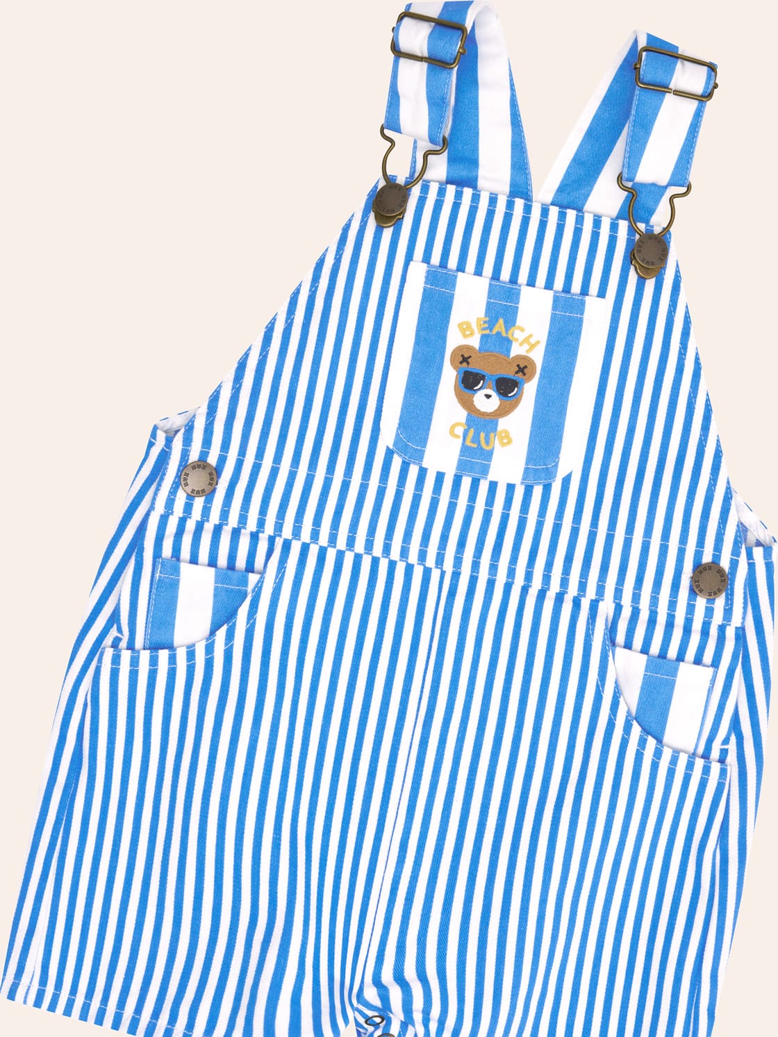 Aqua Beach Stripe Contrast Shortall OVERALL Huxbaby Shopify
