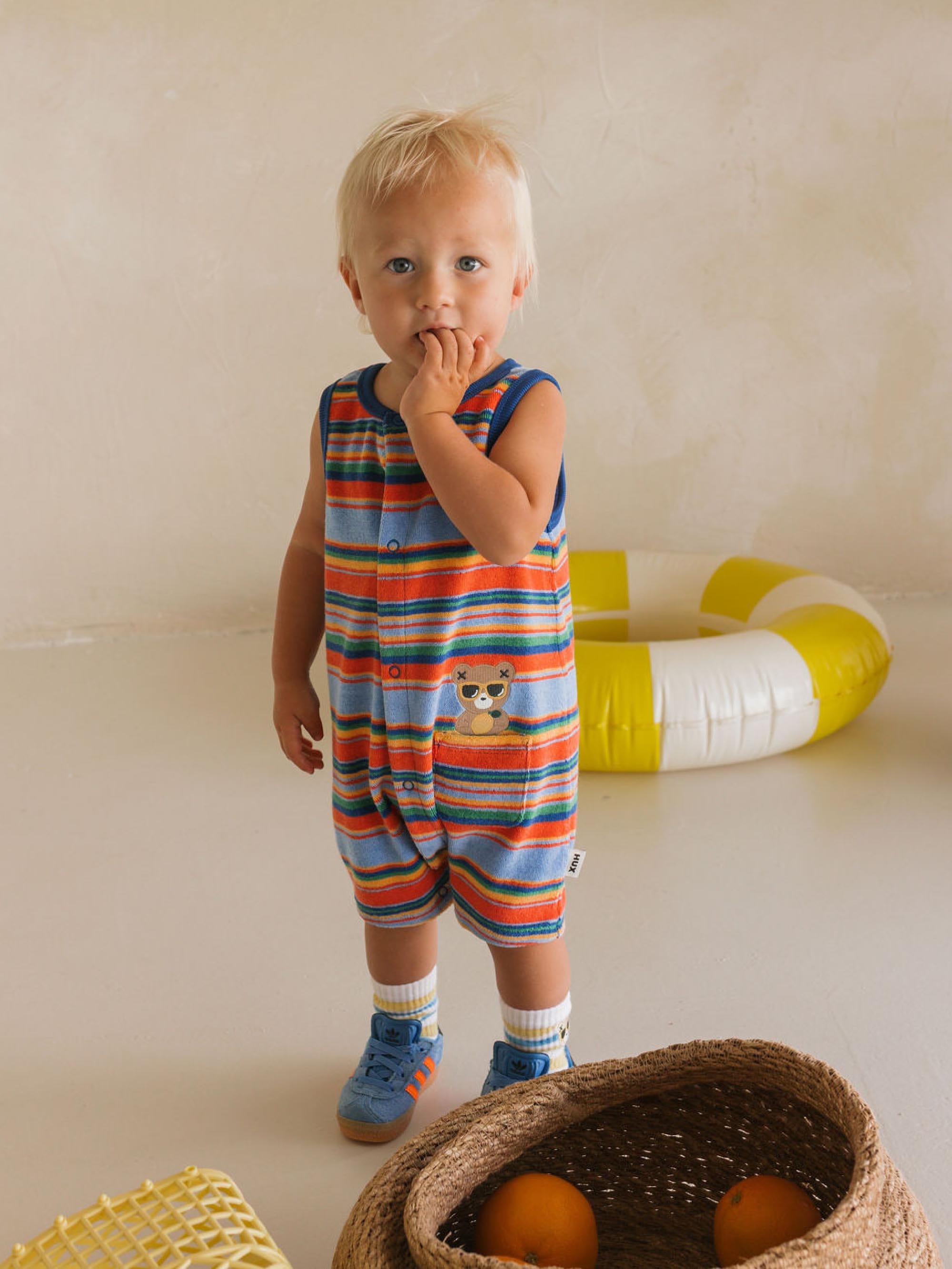 Hux Sunset Stripe S/Less Romper ONESIE Huxbaby Shopify