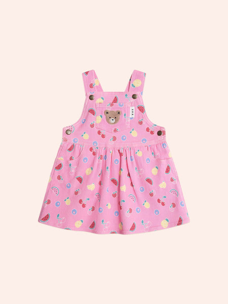 Pink Fruit Emoji Pinafore Dress – Huxbaby