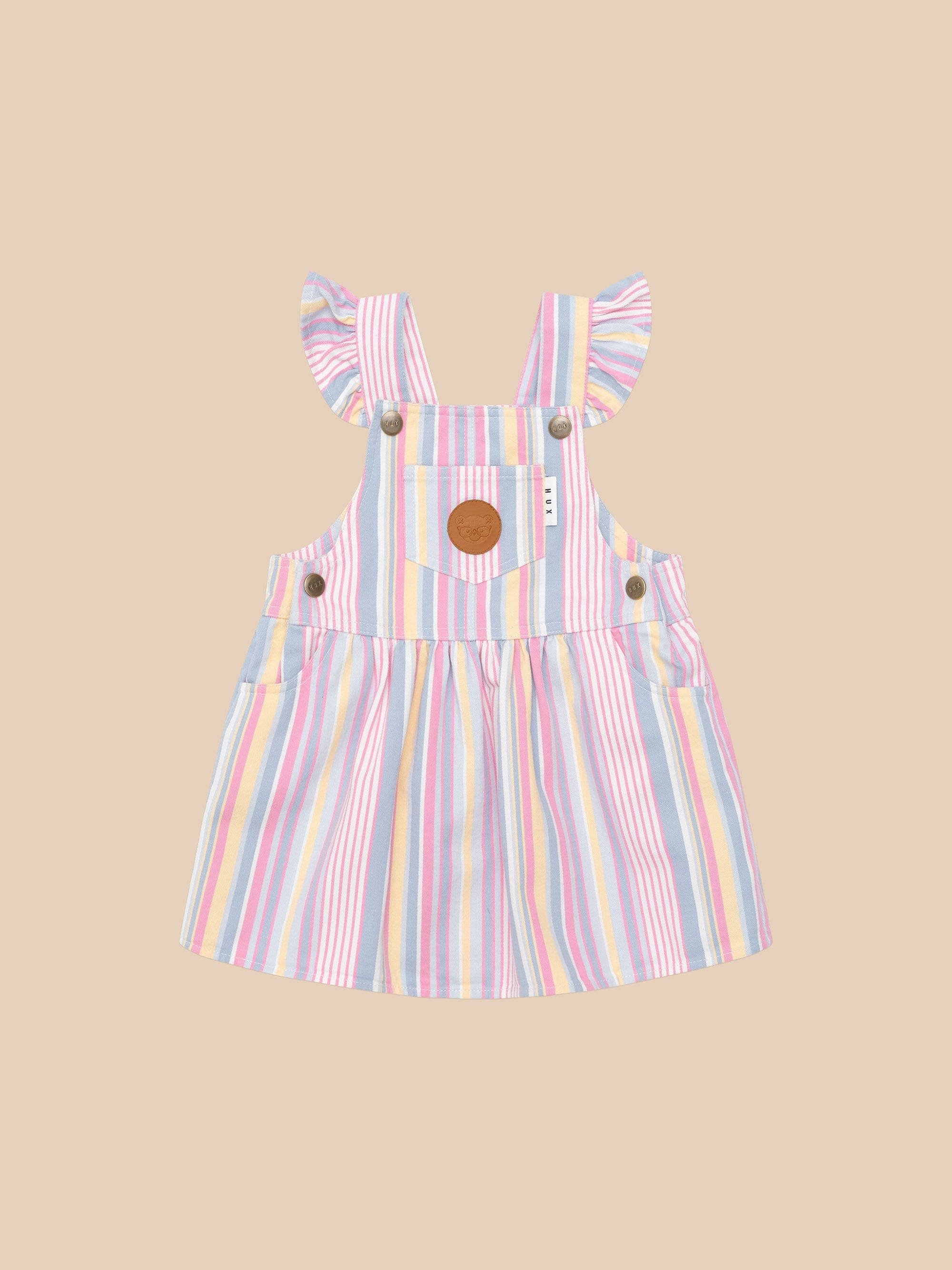 RAINBOW STRIPE PINAFORE Dress Huxbaby   