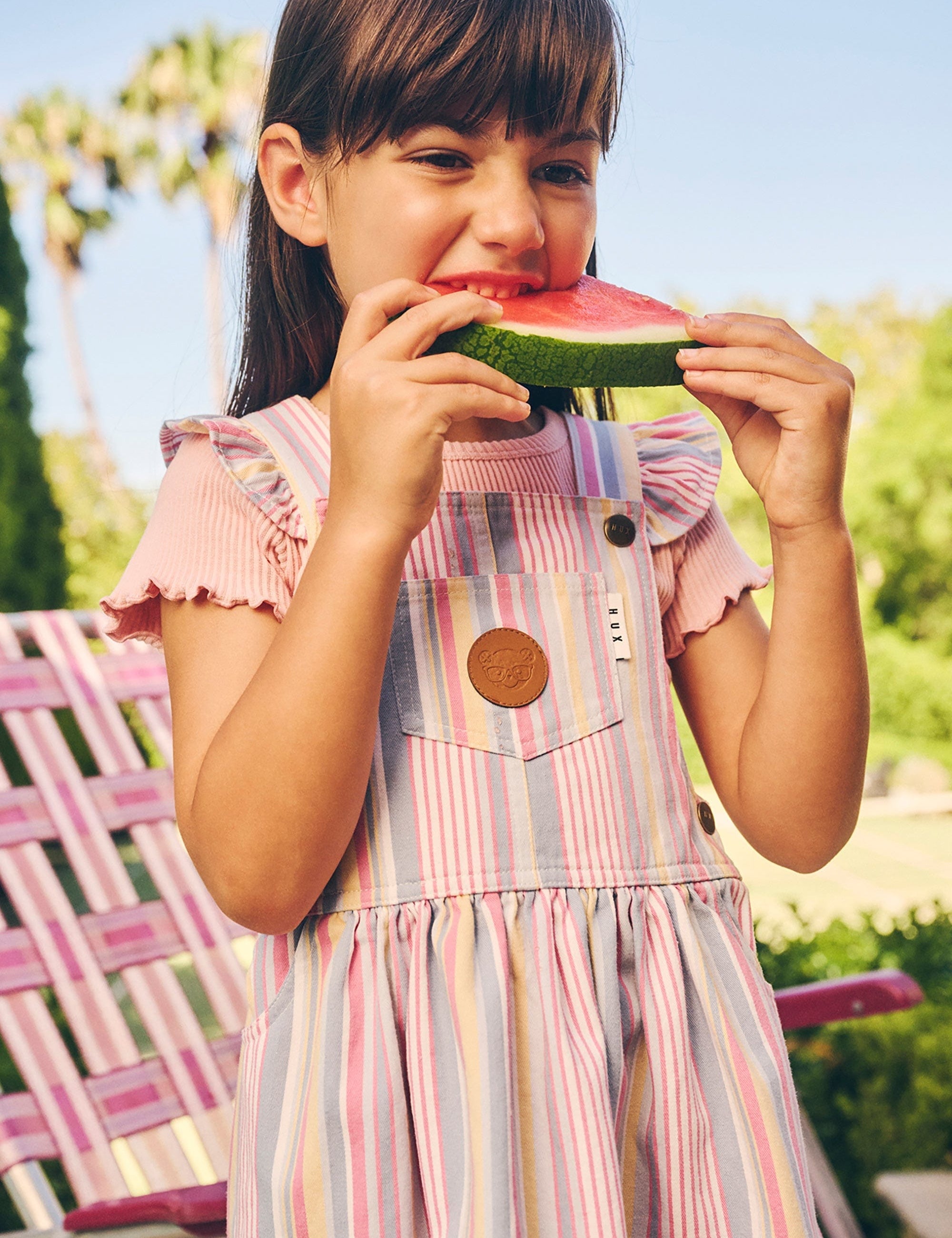 RAINBOW STRIPE PINAFORE Dress Huxbaby   