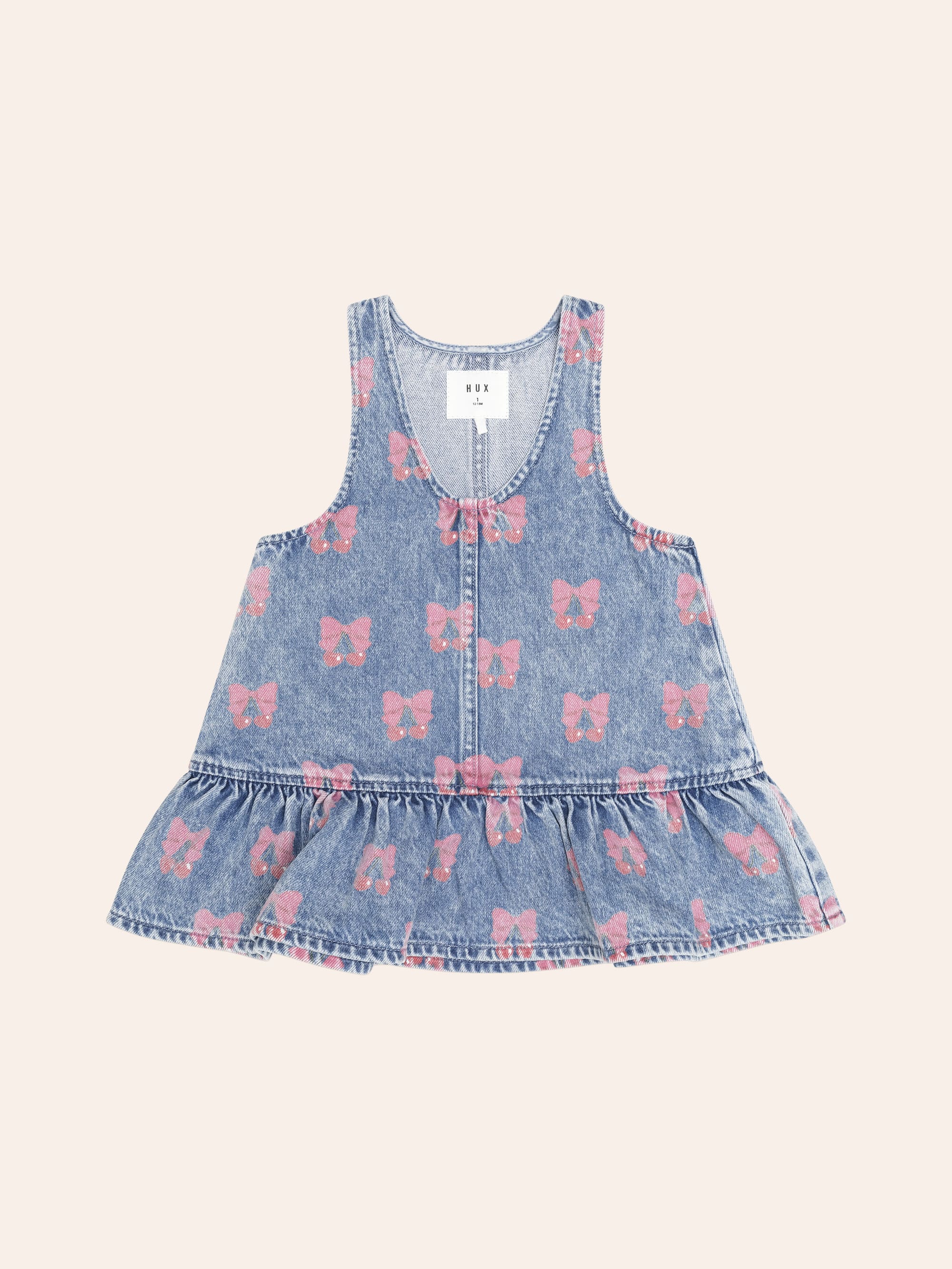 Dreamy Denim Cherry Pinafore DRESS Huxbaby Shopify