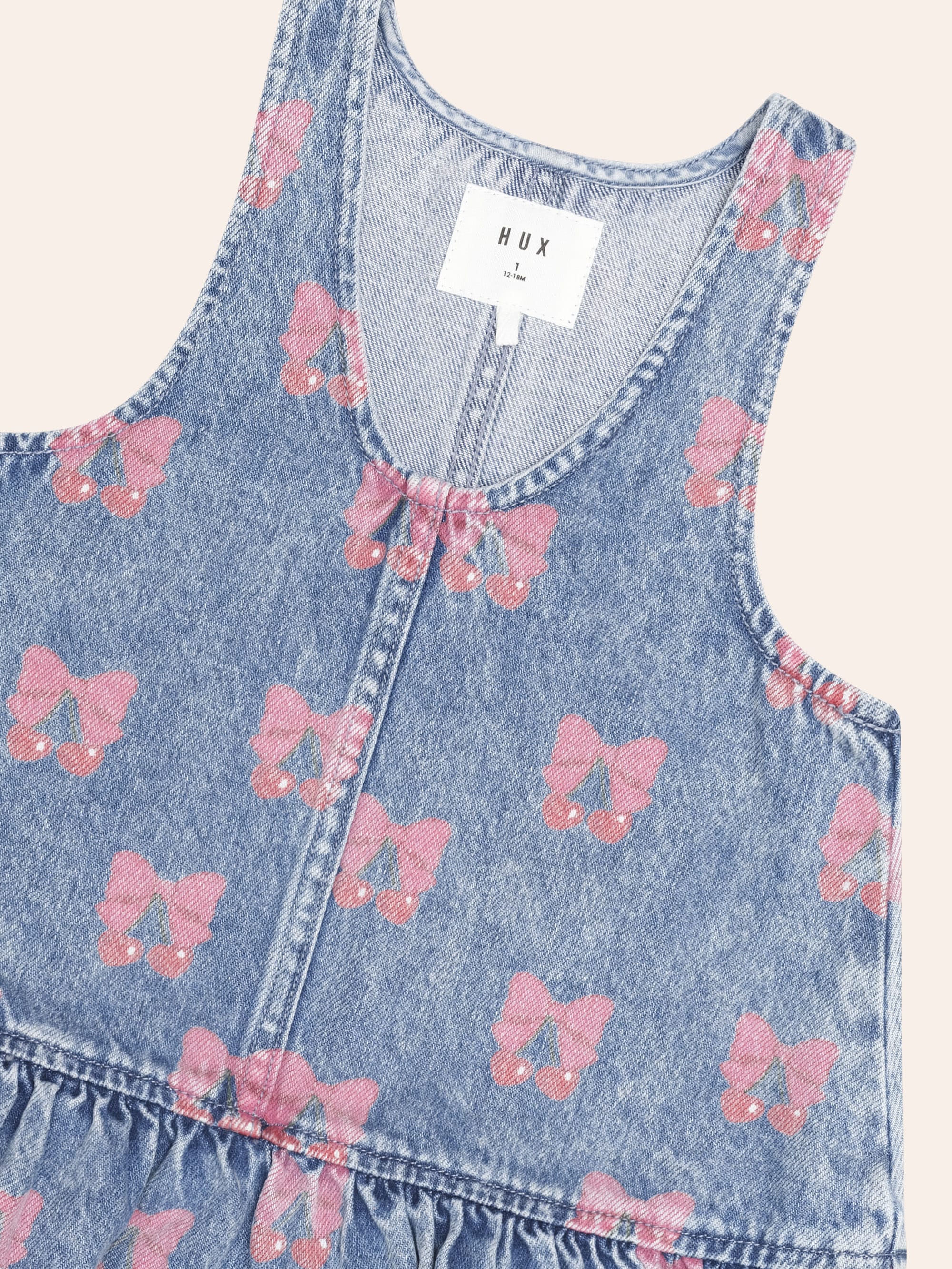 Dreamy Denim Cherry Pinafore DRESS Huxbaby Shopify