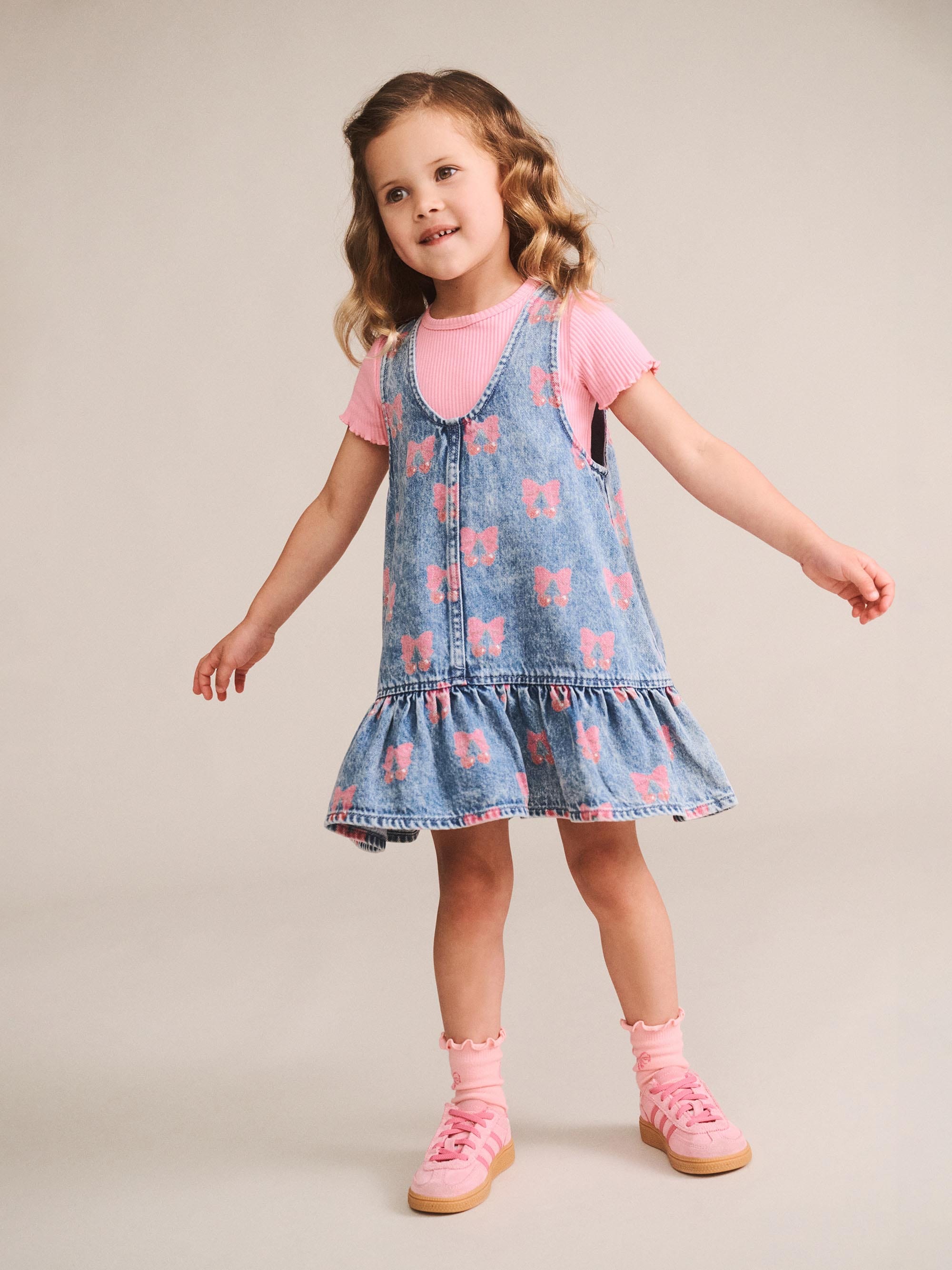 Dreamy Denim Cherry Pinafore DRESS Huxbaby Shopify