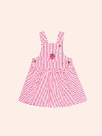 Strawberry Emb Stripe Pinafore DRESS Huxbaby Shopify