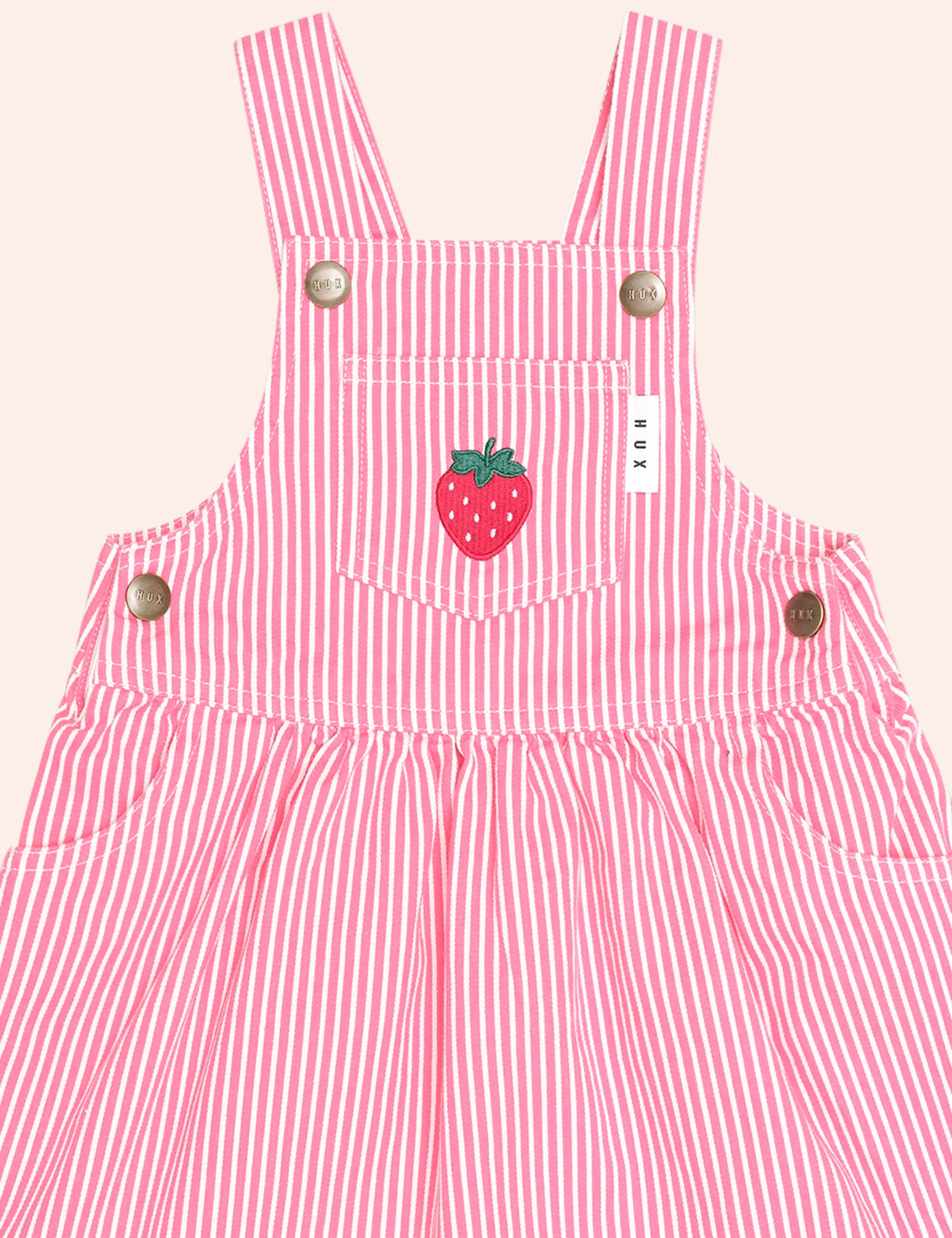 Strawberry Emb Stripe Pinafore DRESS Huxbaby Shopify