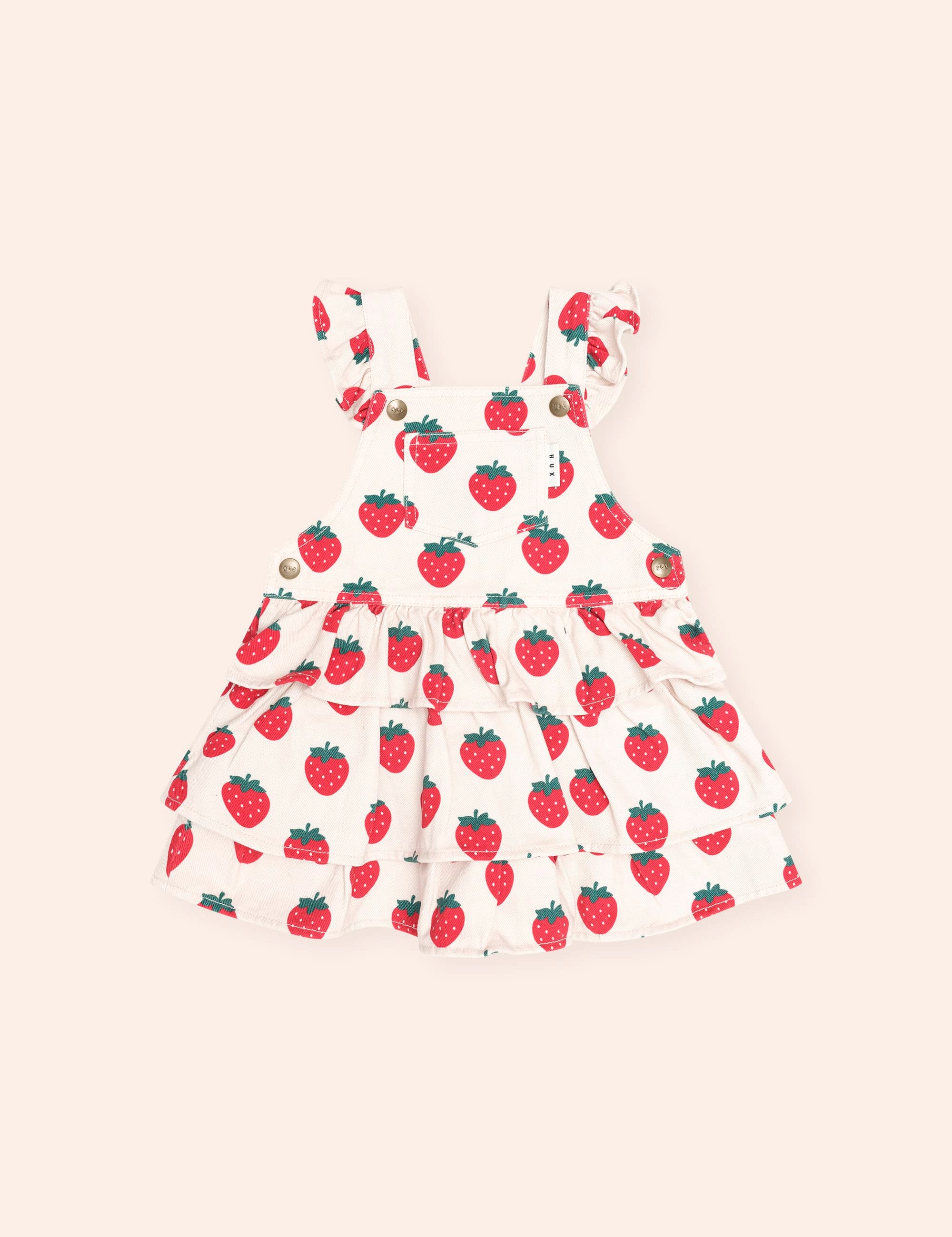 Strawberry Tiered Pinafore DRESS Huxbaby Shopify