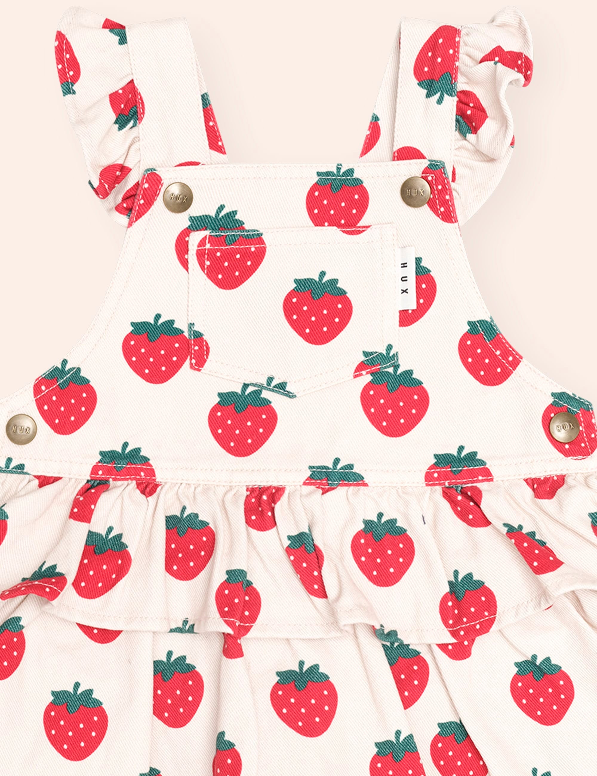 Strawberry Tiered Pinafore DRESS Huxbaby Shopify