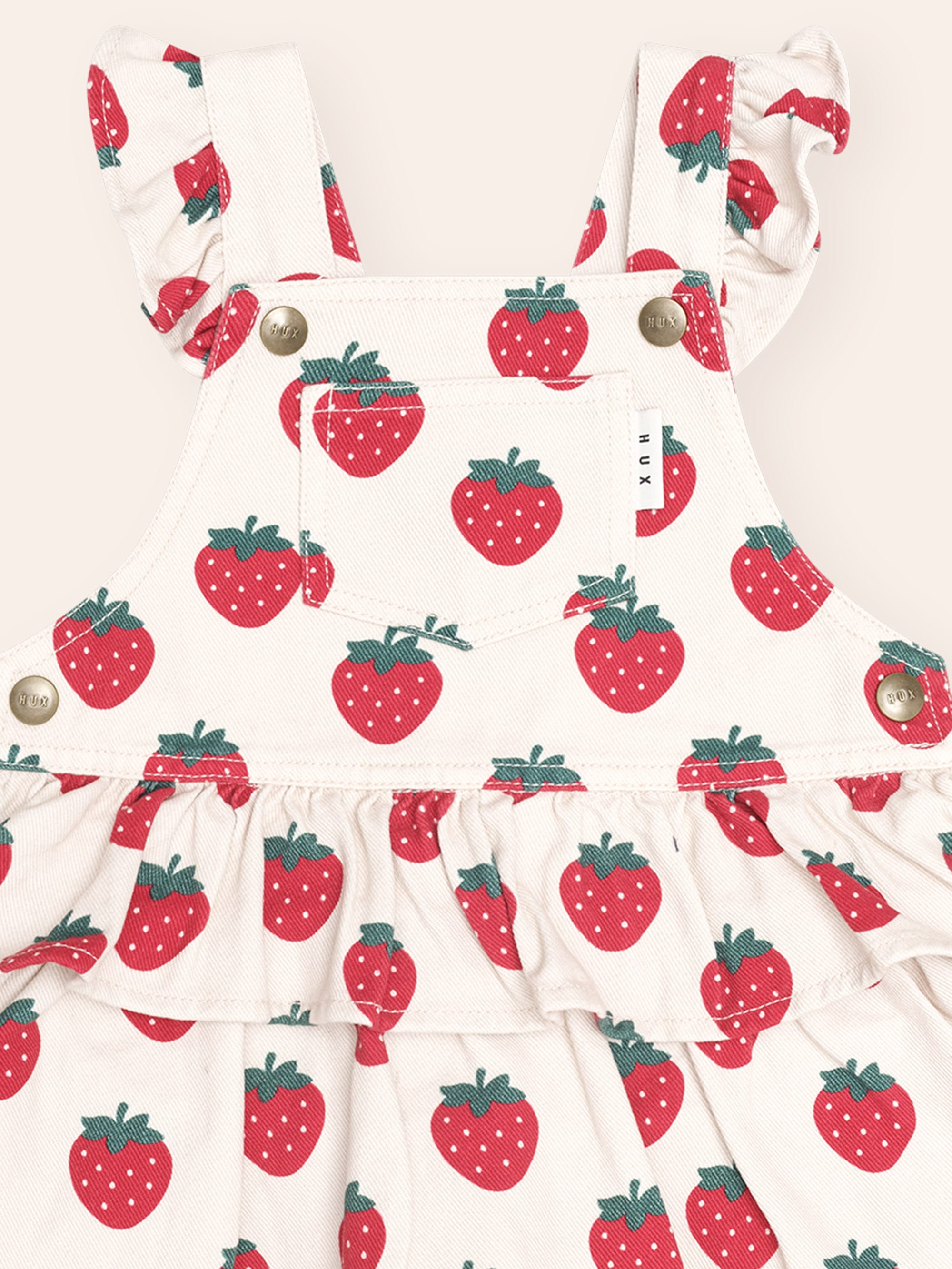 Strawberry Tiered Pinafore DRESS Huxbaby Shopify