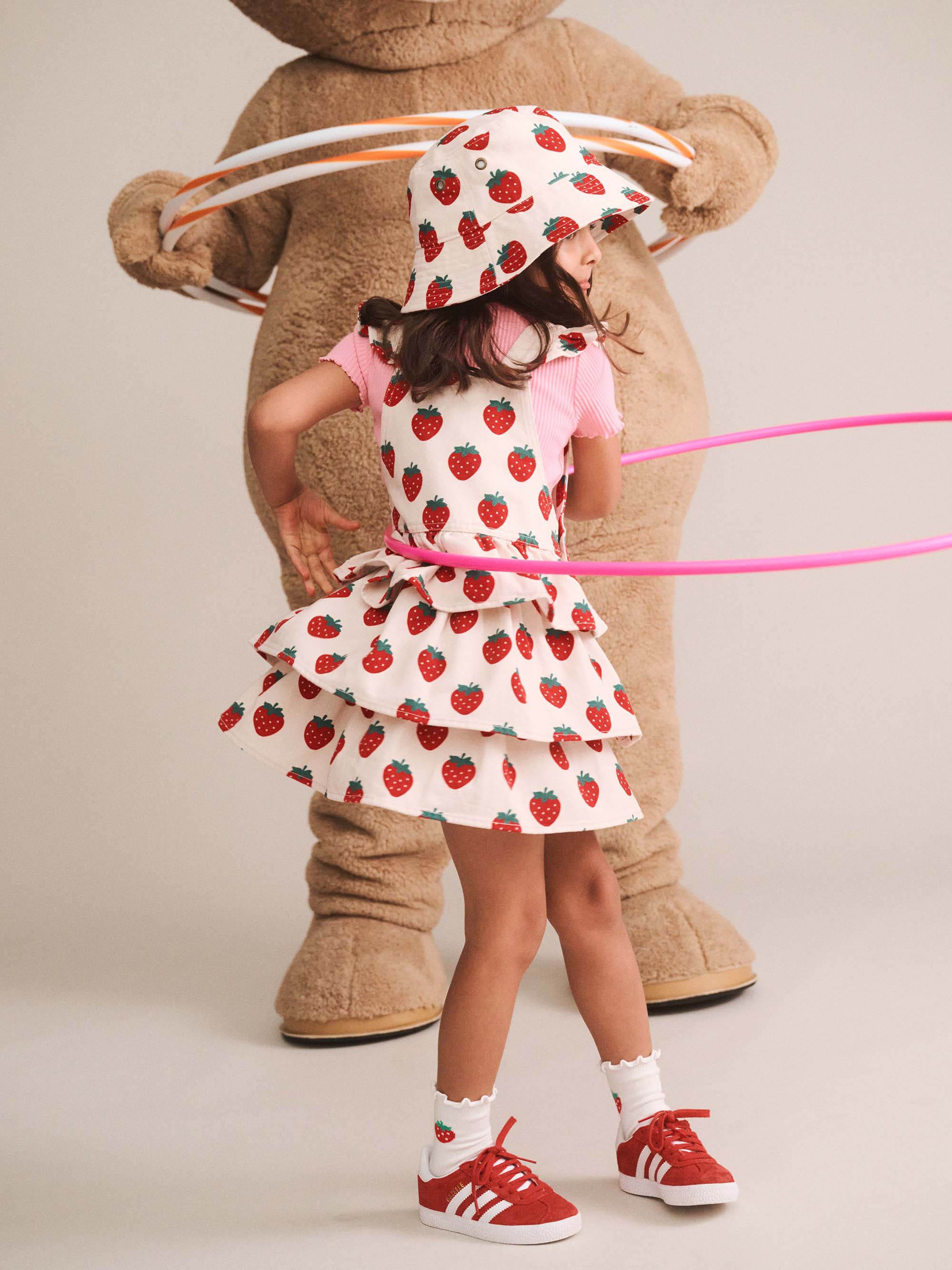 Strawberry Tiered Pinafore DRESS Huxbaby Shopify