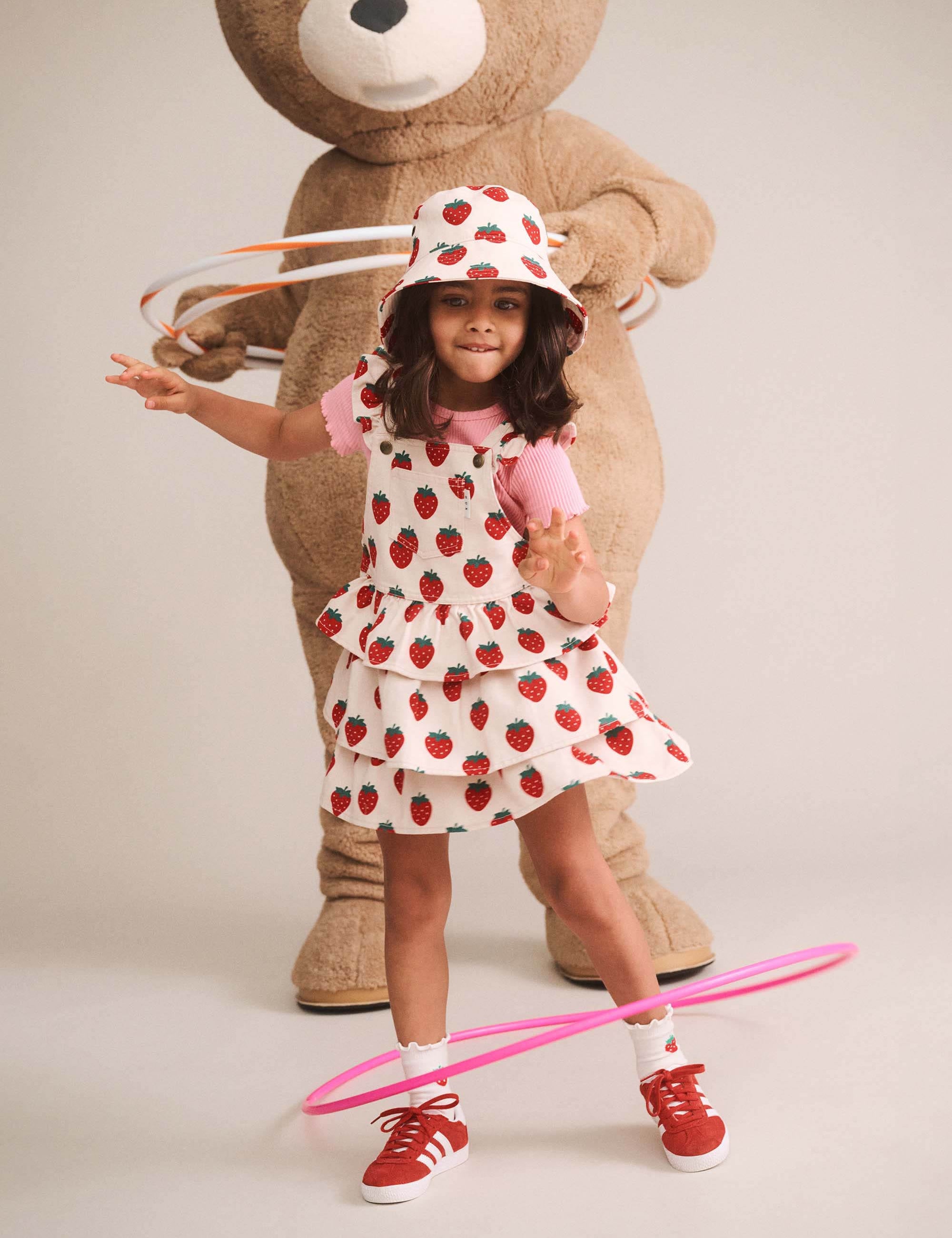 Strawberry Tiered Pinafore DRESS Huxbaby Shopify