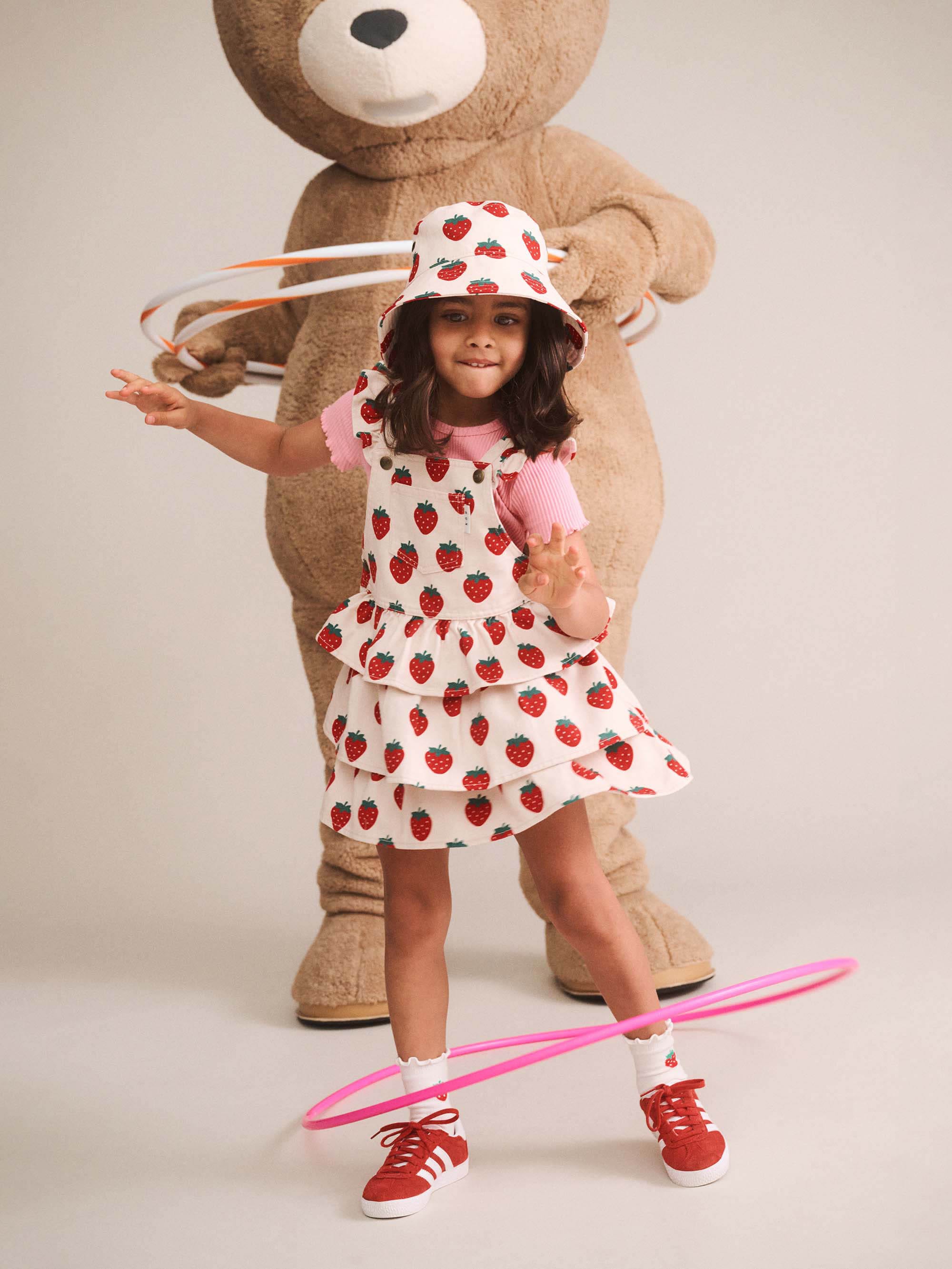 Strawberry Tiered Pinafore DRESS Huxbaby Shopify