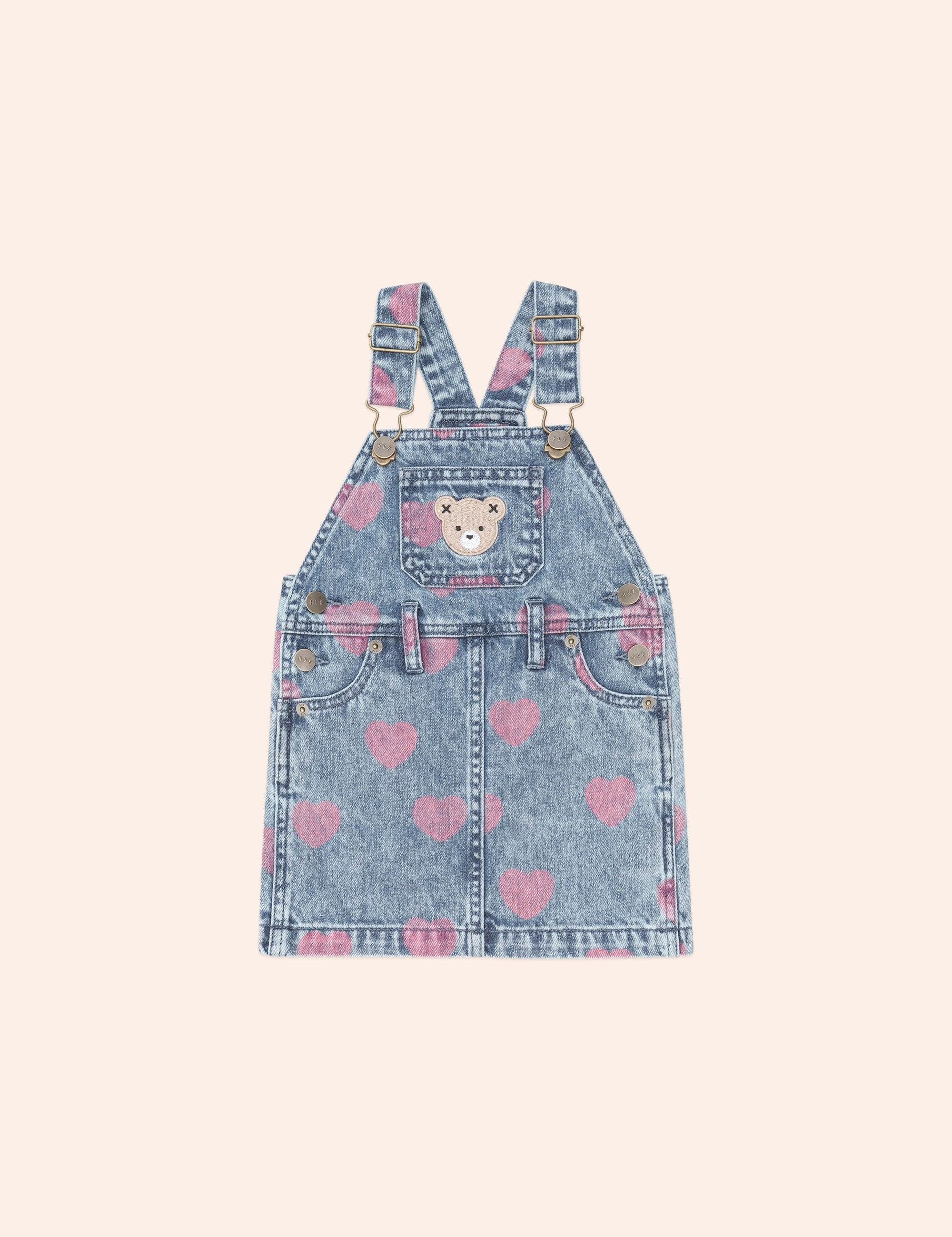 Dreamy Denim Hearts Pinafore DRESS Huxbaby