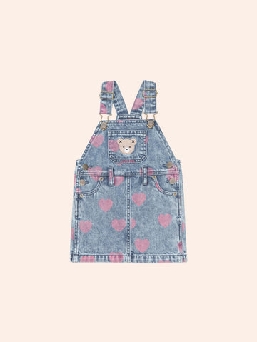 Dreamy Denim Hearts Pinafore DRESS Huxbaby