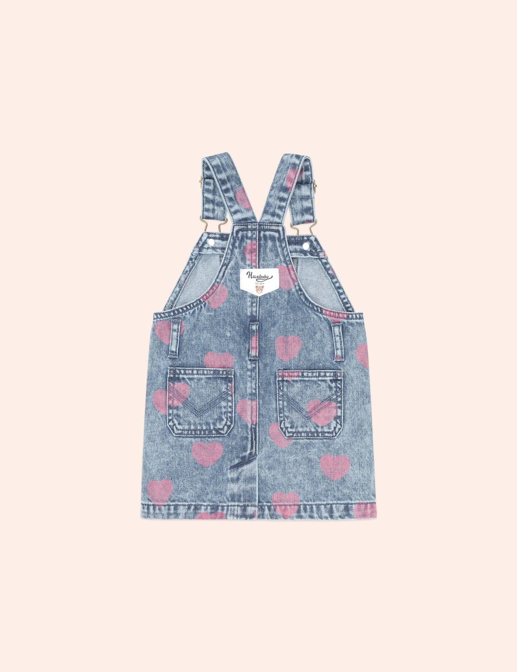 Dreamy Denim Hearts Pinafore DRESS Huxbaby
