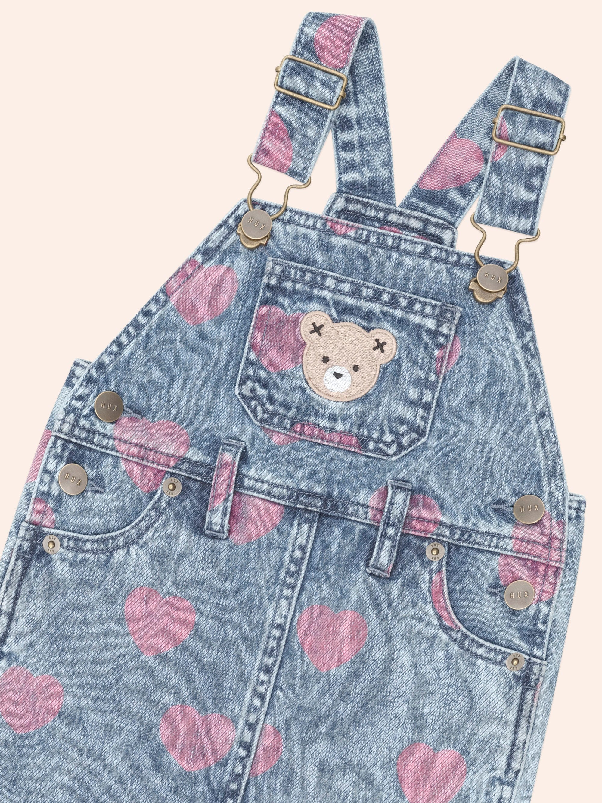 Dreamy Denim Hearts Pinafore DRESS Huxbaby