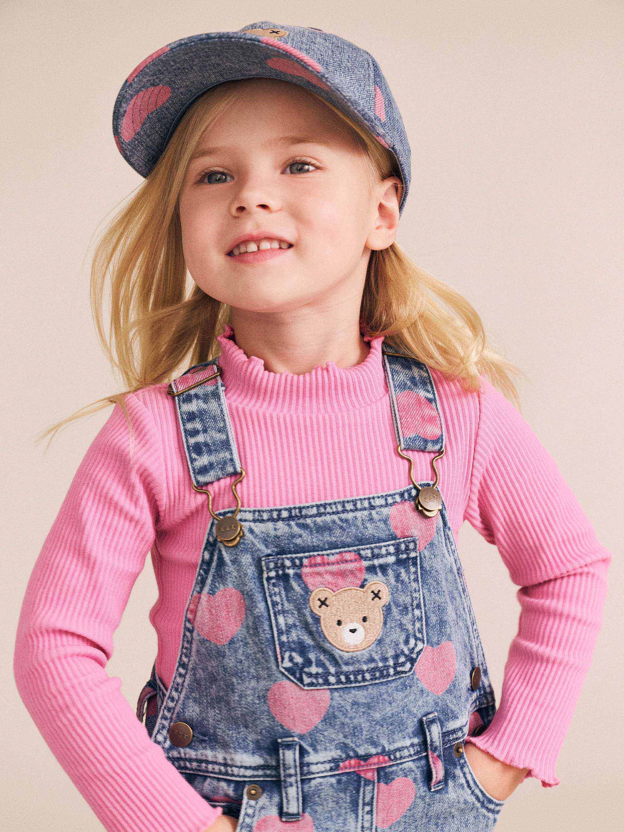 Dreamy Denim Hearts Pinafore DRESS Huxbaby