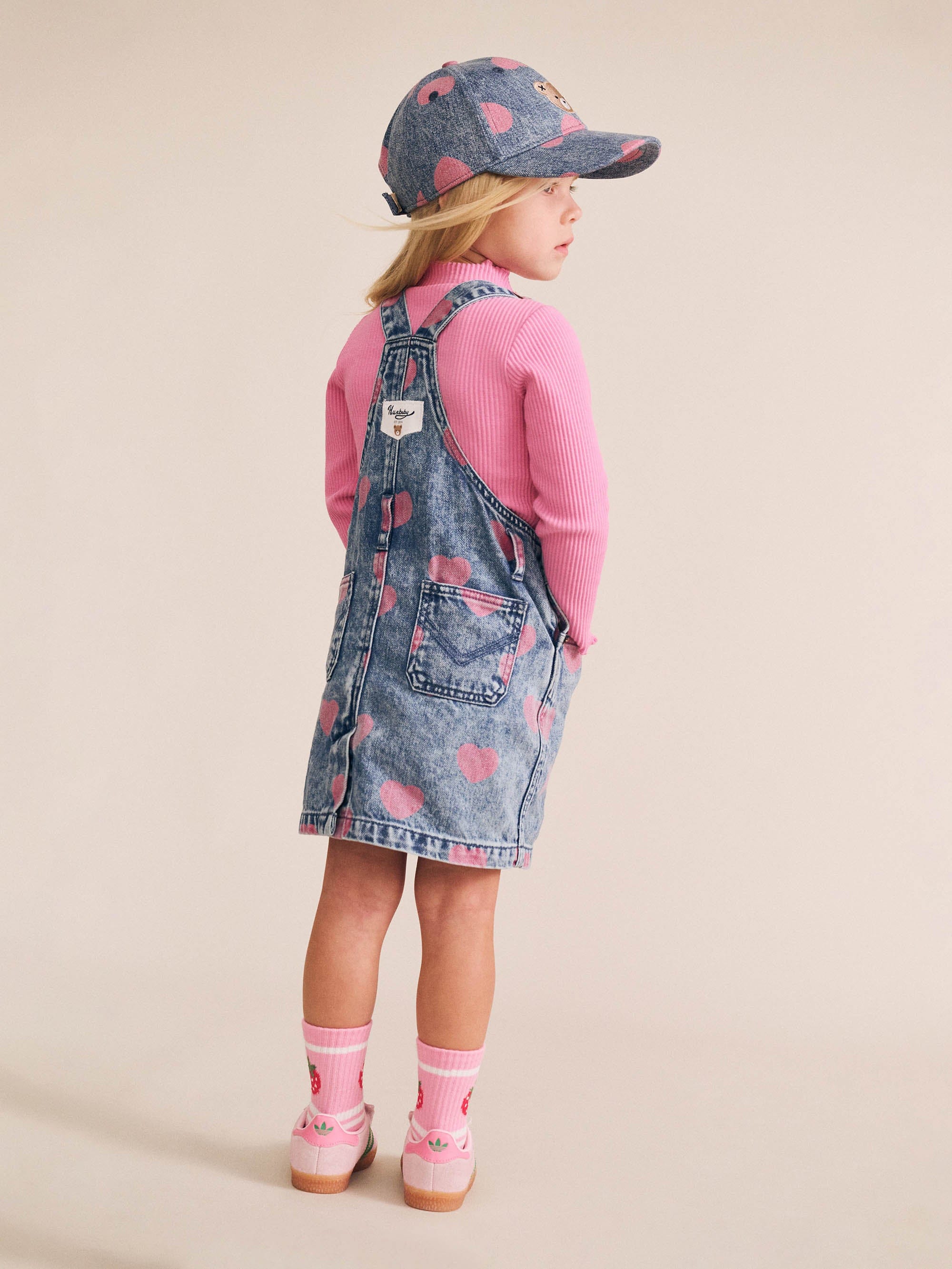 Dreamy Denim Hearts Pinafore DRESS Huxbaby