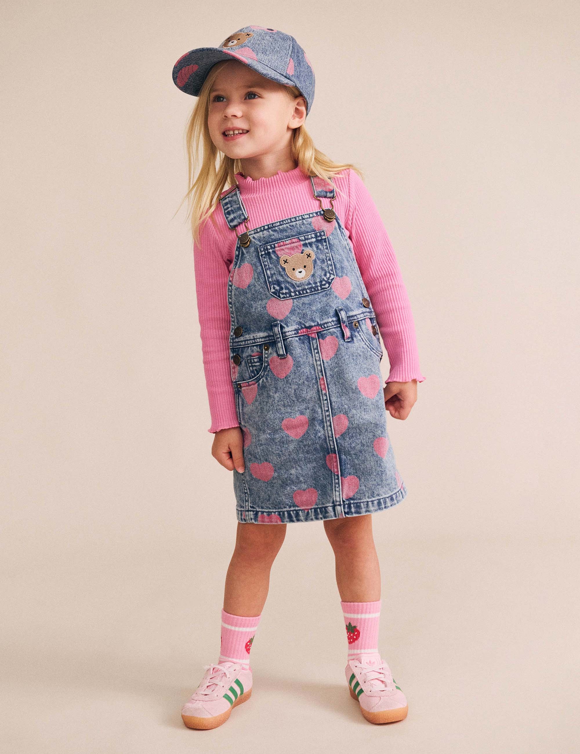 Dreamy Denim Hearts Pinafore DRESS Huxbaby